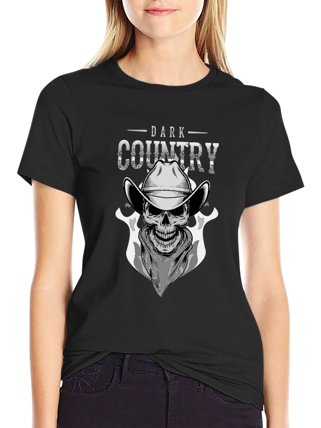 Dark Country Skull Graphic T-Shirt