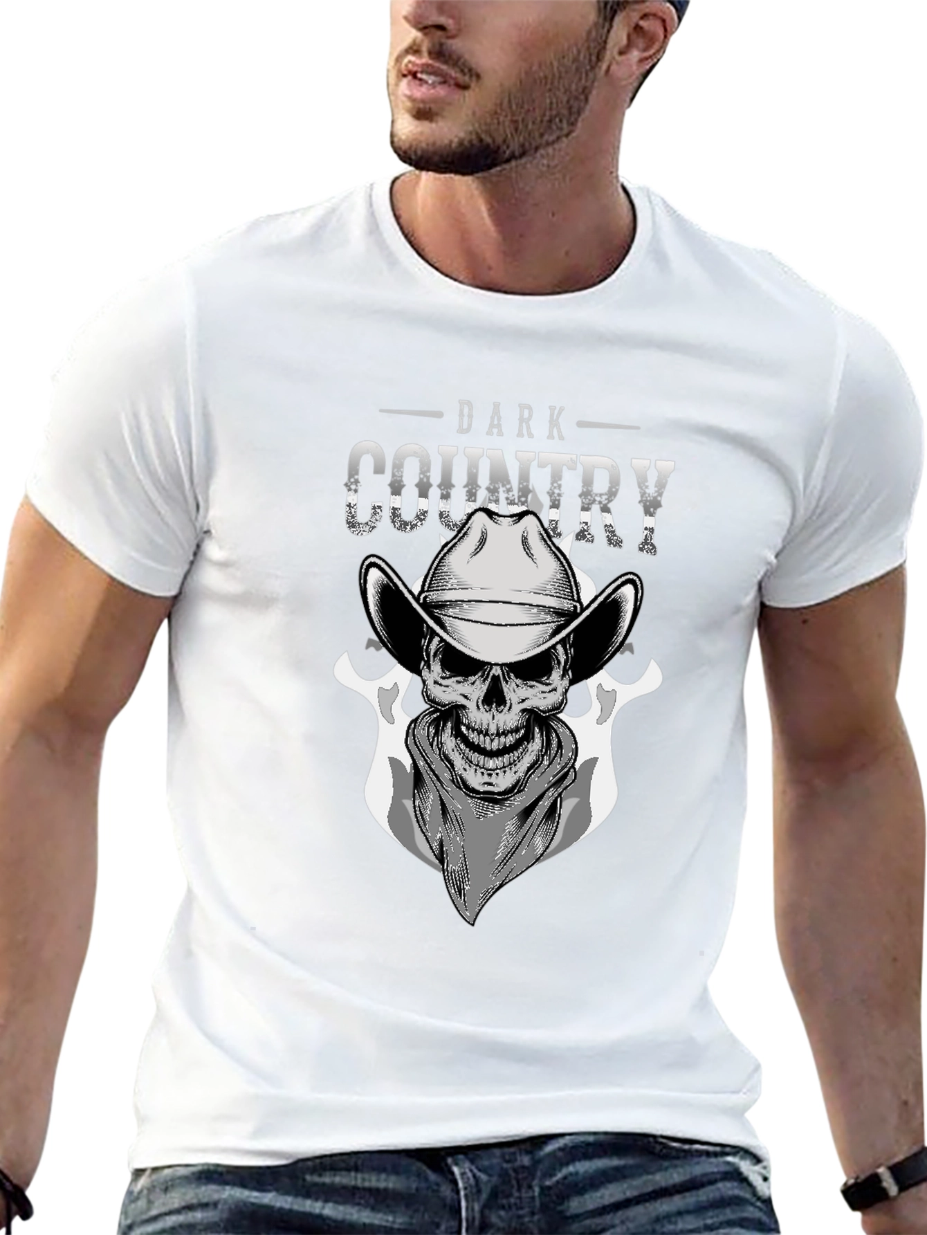 Dark Country Skull Graphic T-Shirt
