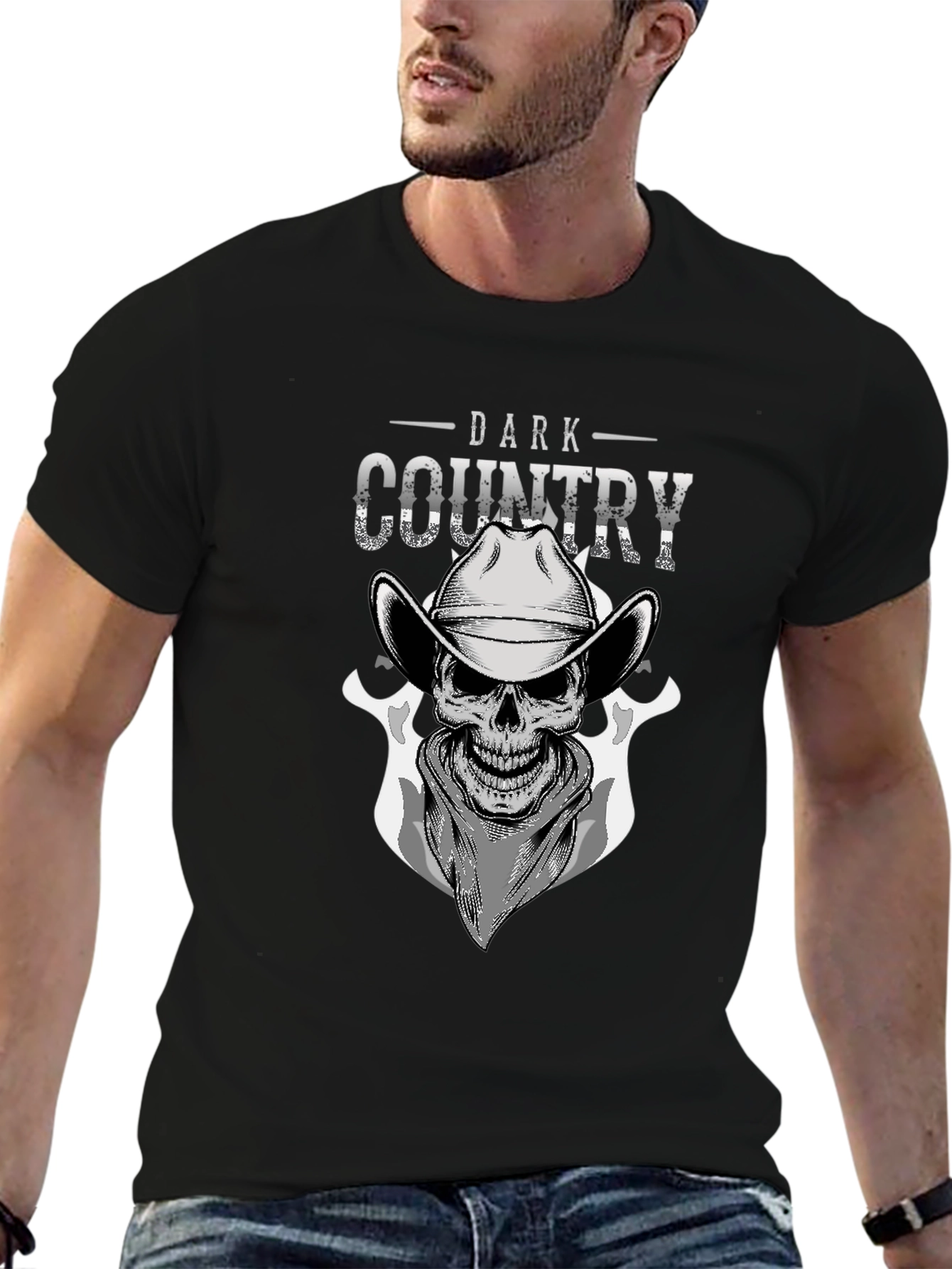 Dark Country Skull Graphic T-Shirt