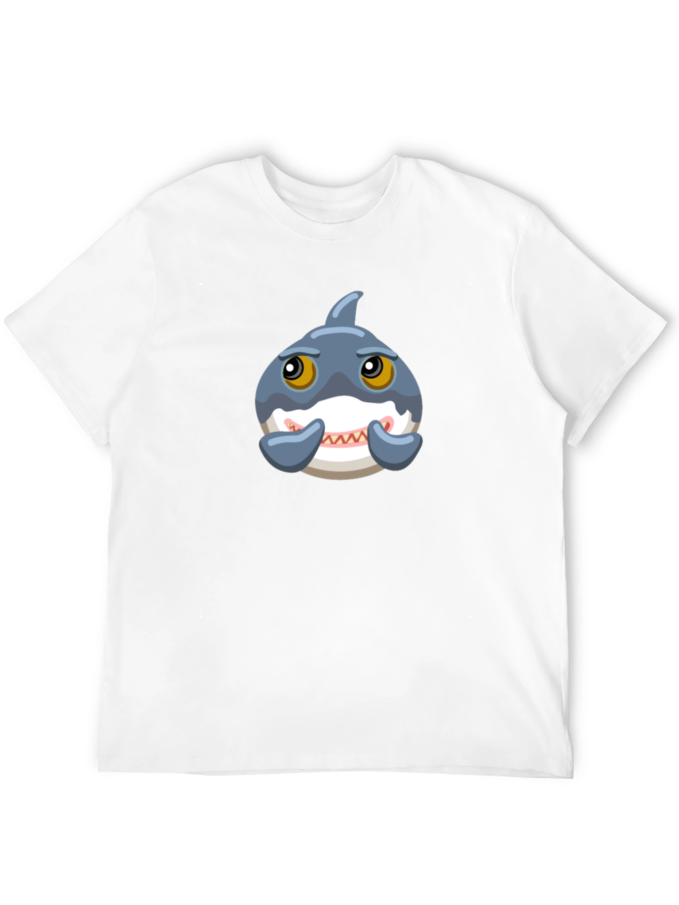 Cute Cartoon Shark Graphic Tee - Black
