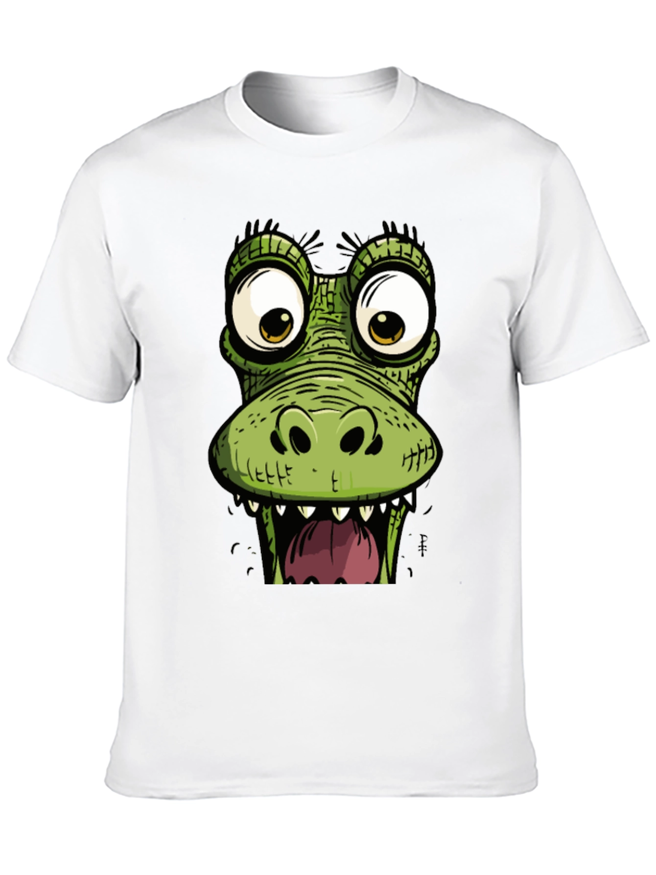 Funny Crocodile Graphic Print Black T-Shirt