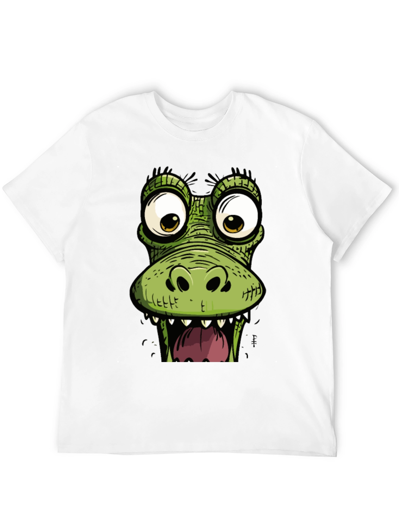 Funny Crocodile Graphic Print Black T-Shirt