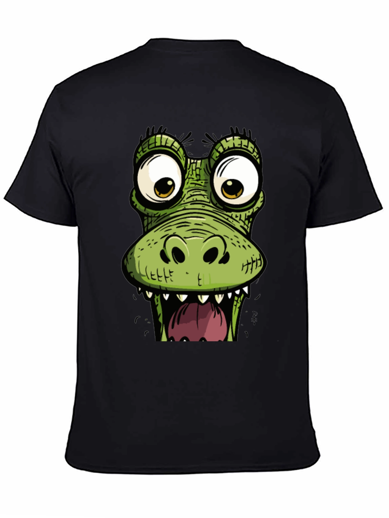 Funny Crocodile Graphic Print Black T-Shirt