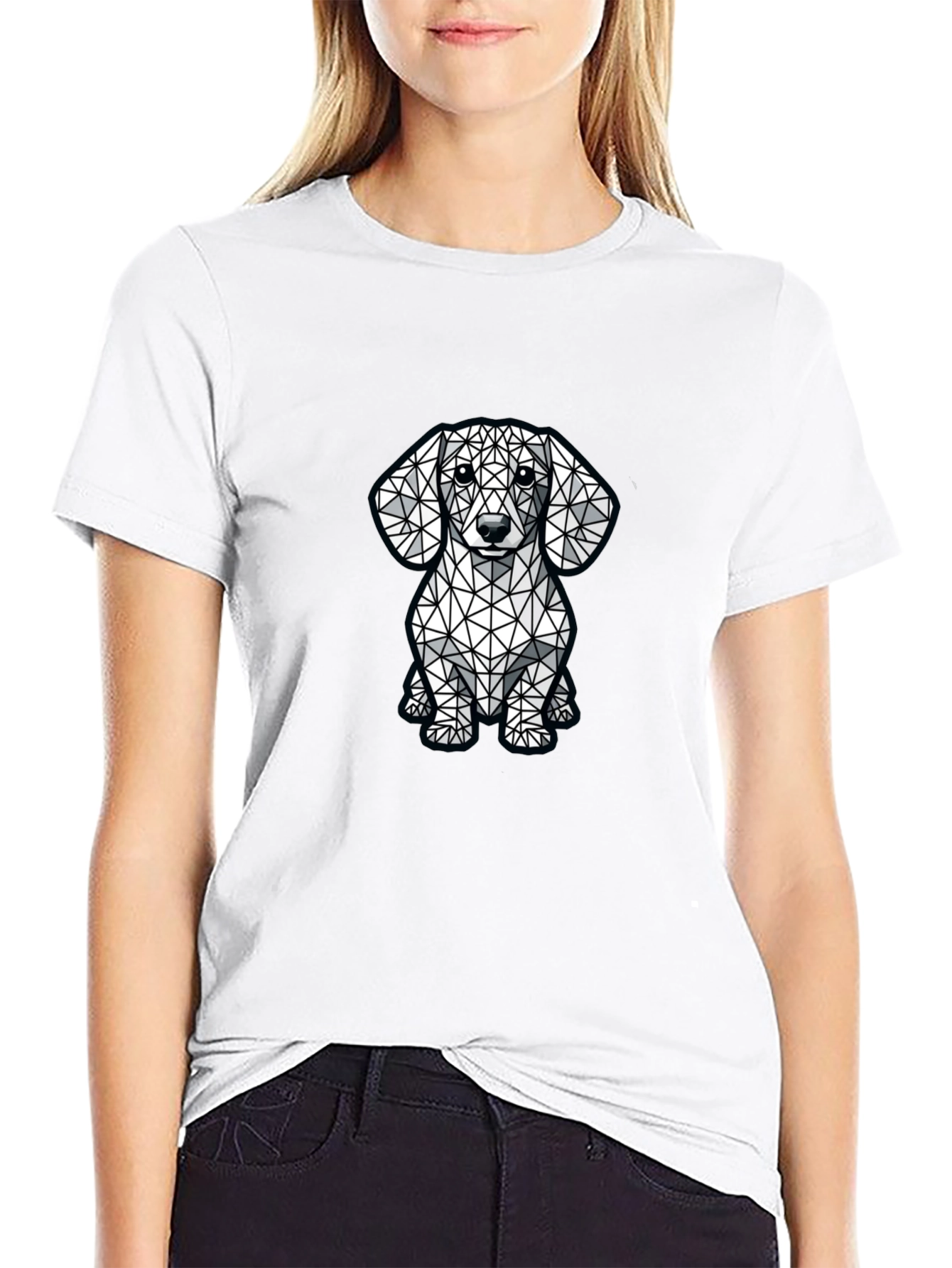 Geometric Dachshund Graphic Tee - Modern Dog Lovers Shirt
