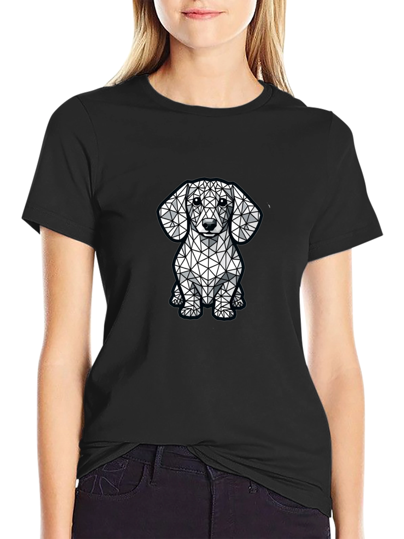 Geometric Dachshund Graphic Tee - Modern Dog Lovers Shirt