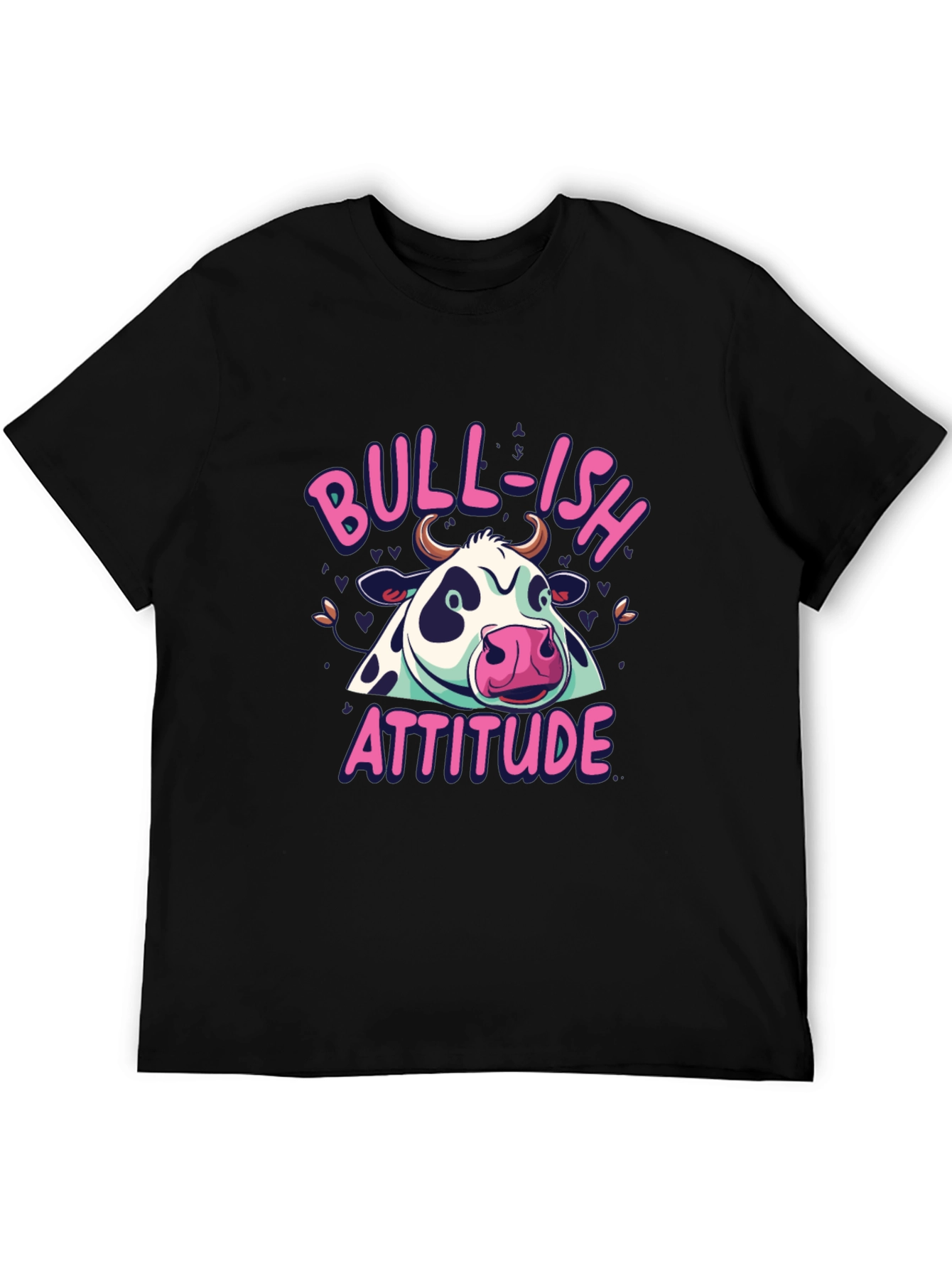 Bull-ish Attitude Black T-Shirt Funny Graphic Tee