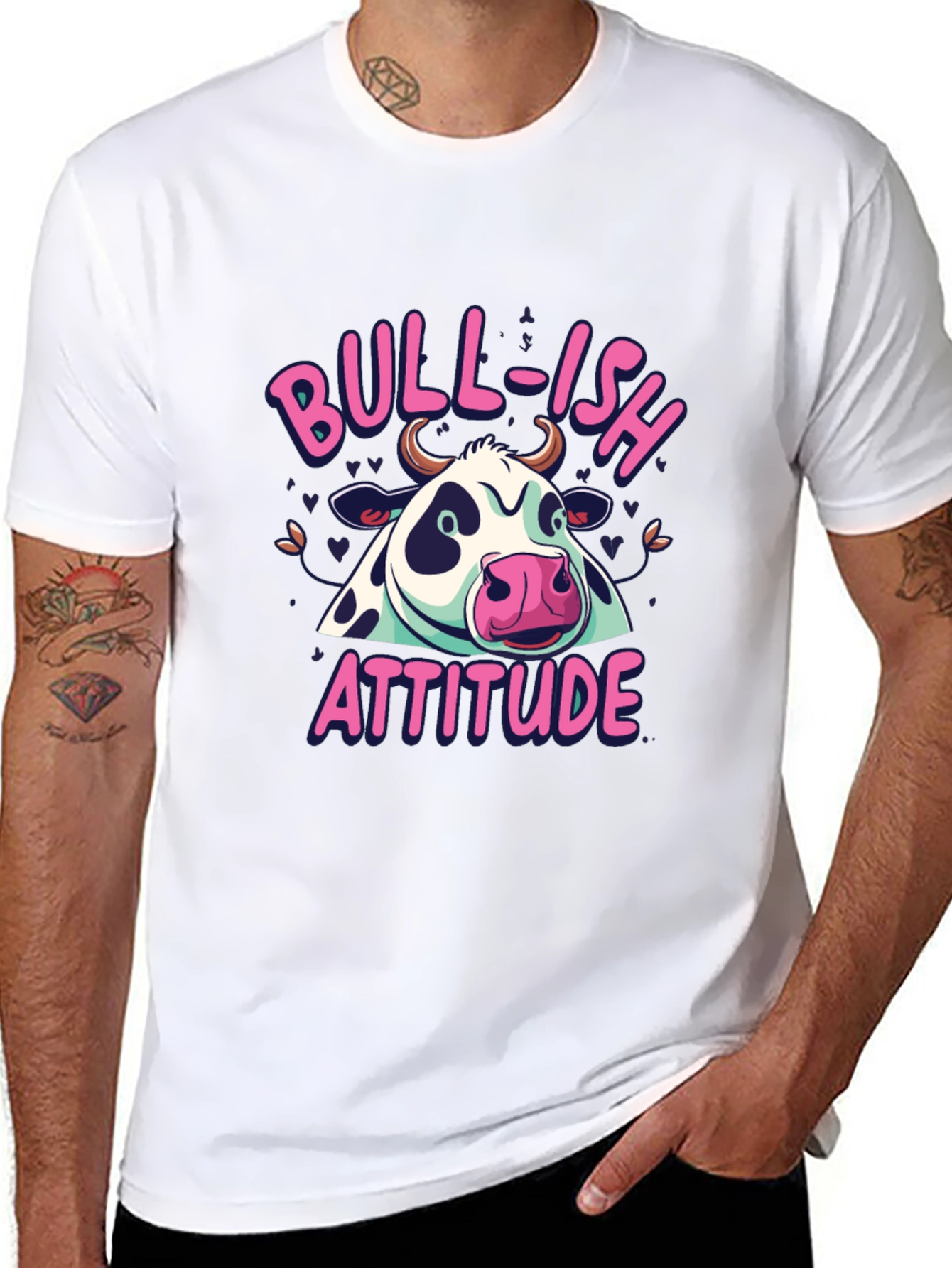 Bull-ish Attitude Black T-Shirt Funny Graphic Tee
