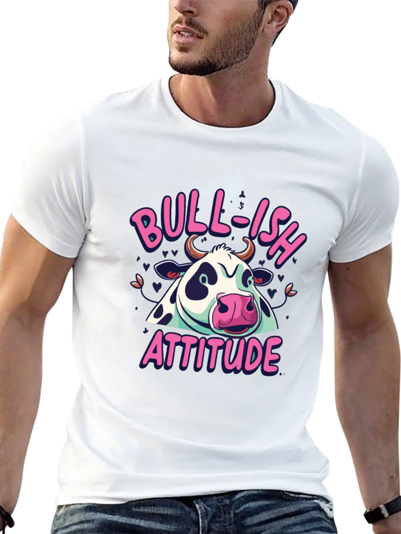 Bull-ish Attitude Black T-Shirt Funny Graphic Tee