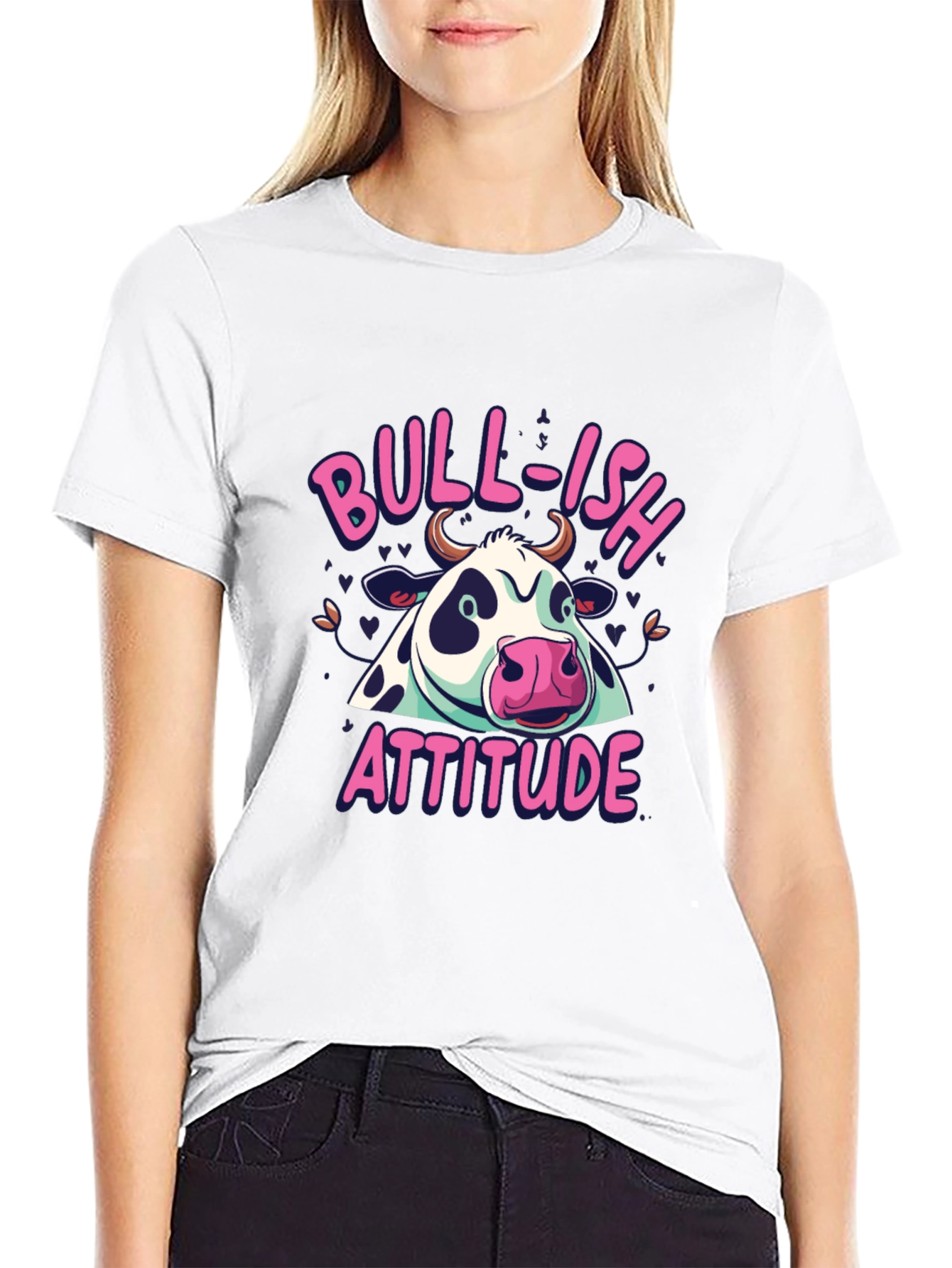 Bull-ish Attitude Black T-Shirt Funny Graphic Tee