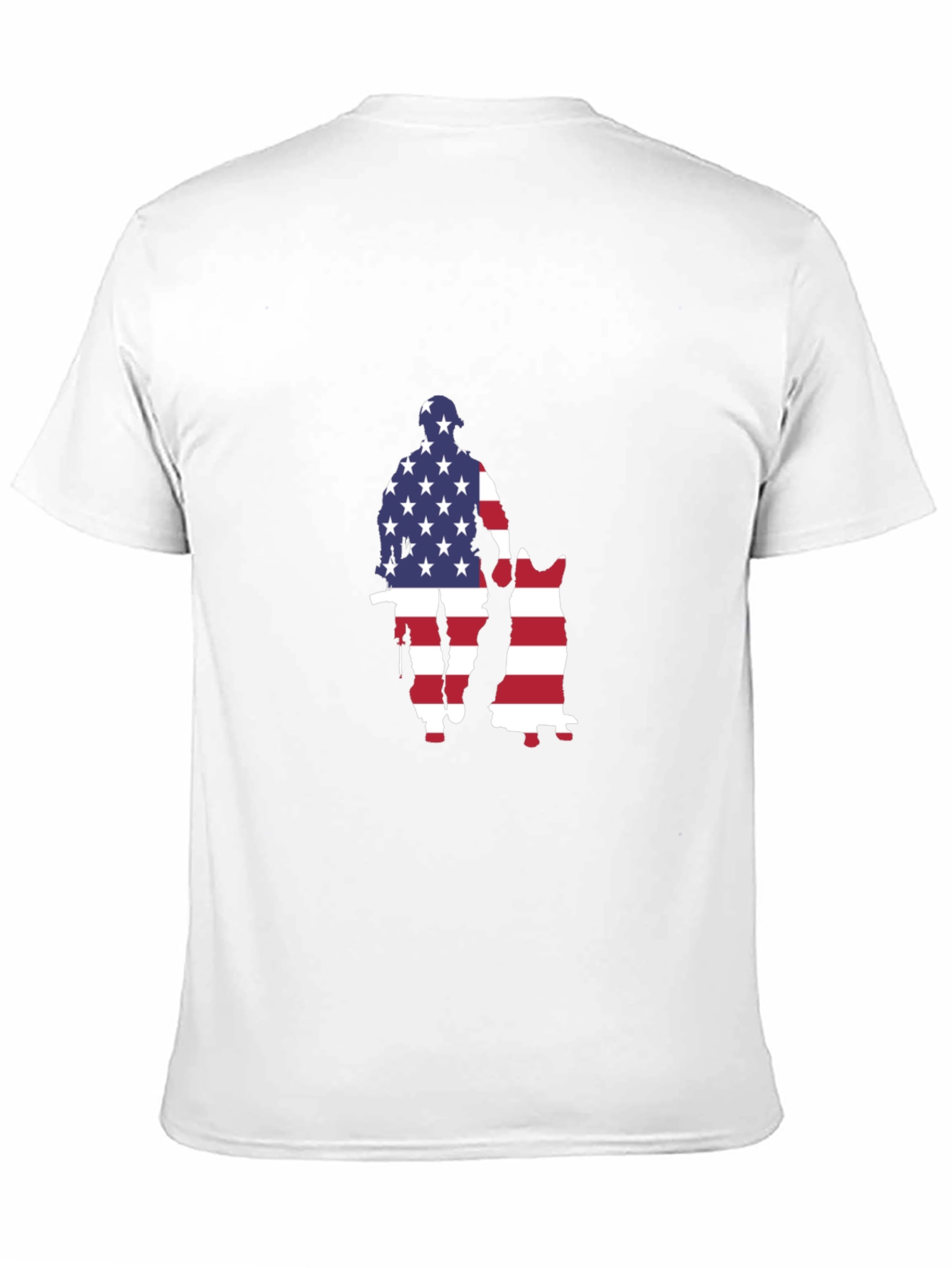 Patriotic US Flag Soldier & Dog Graphic T-Shirt