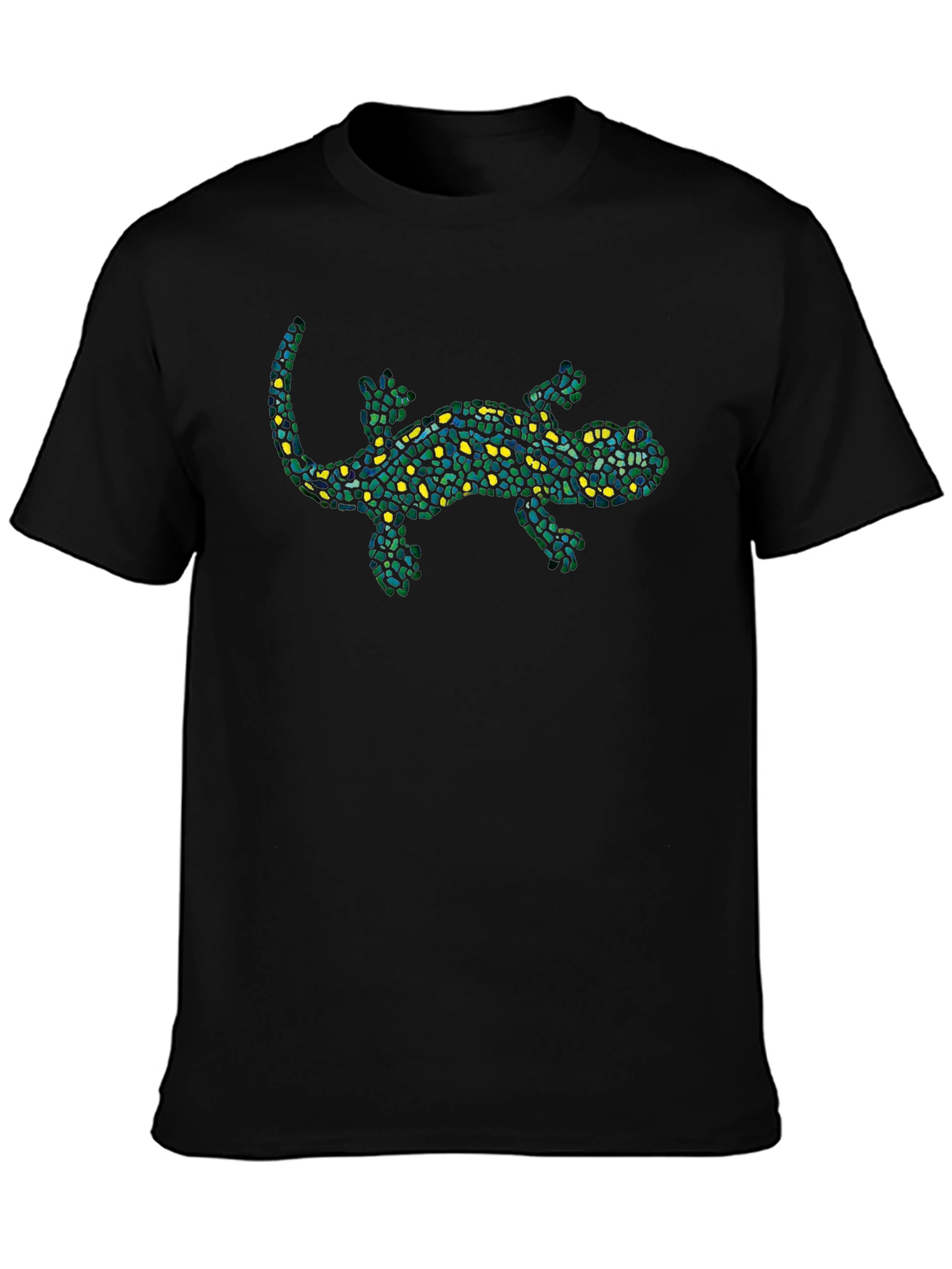 Mosaic Lizard Graphic Tee - Stylish Black T-Shirt