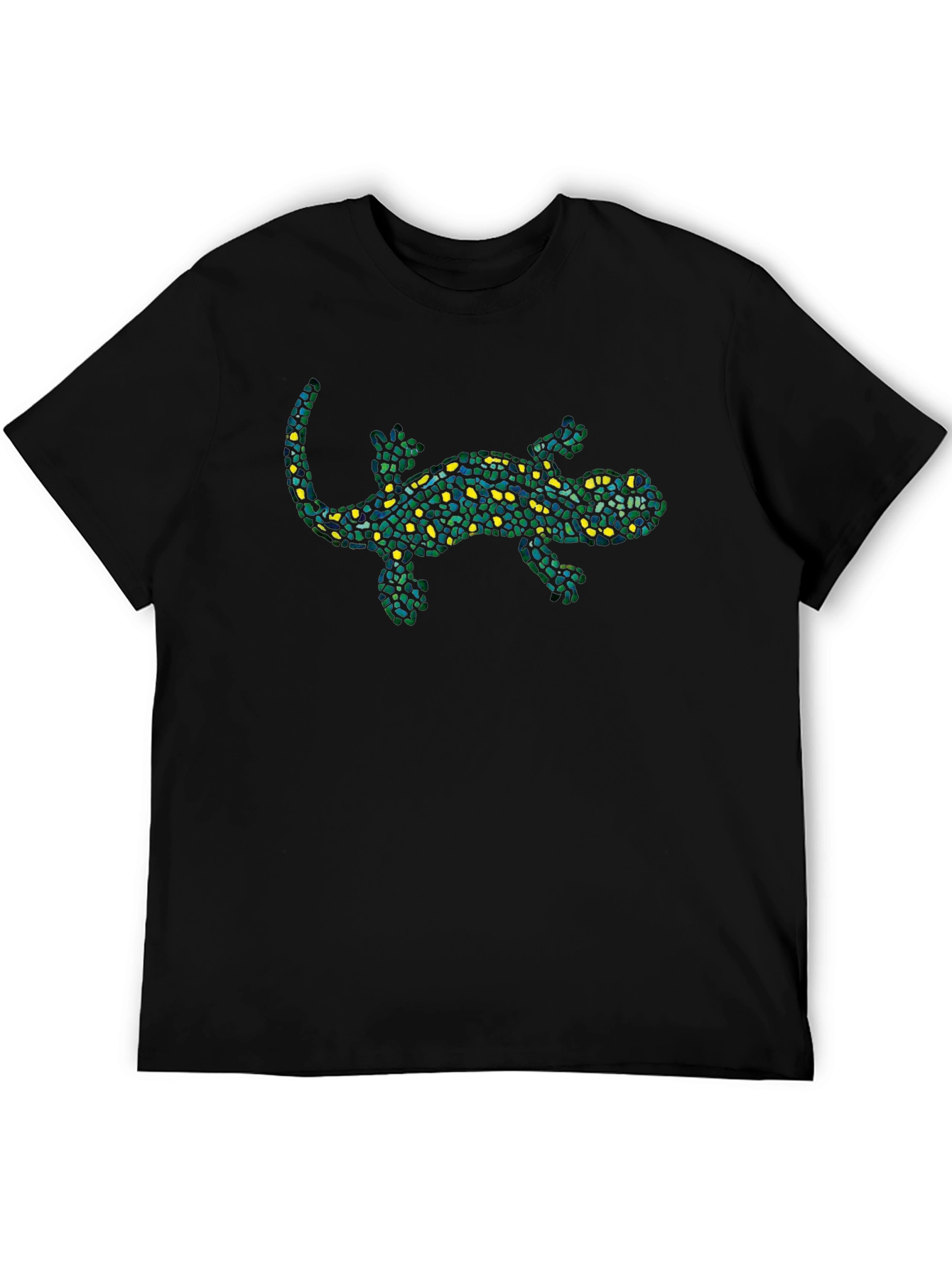 Mosaic Lizard Graphic Tee - Stylish Black T-Shirt
