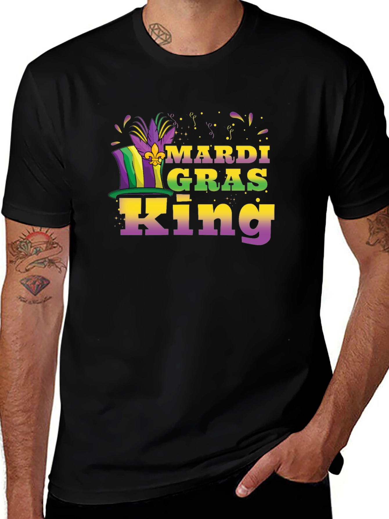 Mardi Gras King Graphic Tee - Black