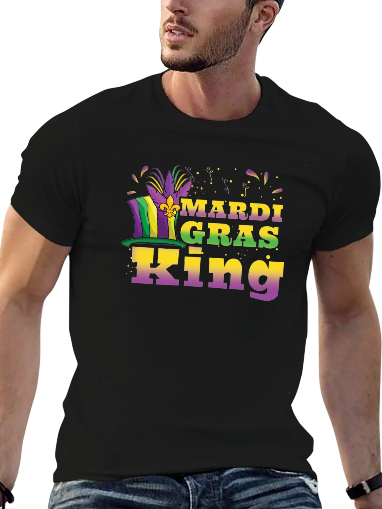 Mardi Gras King Graphic Tee - Black