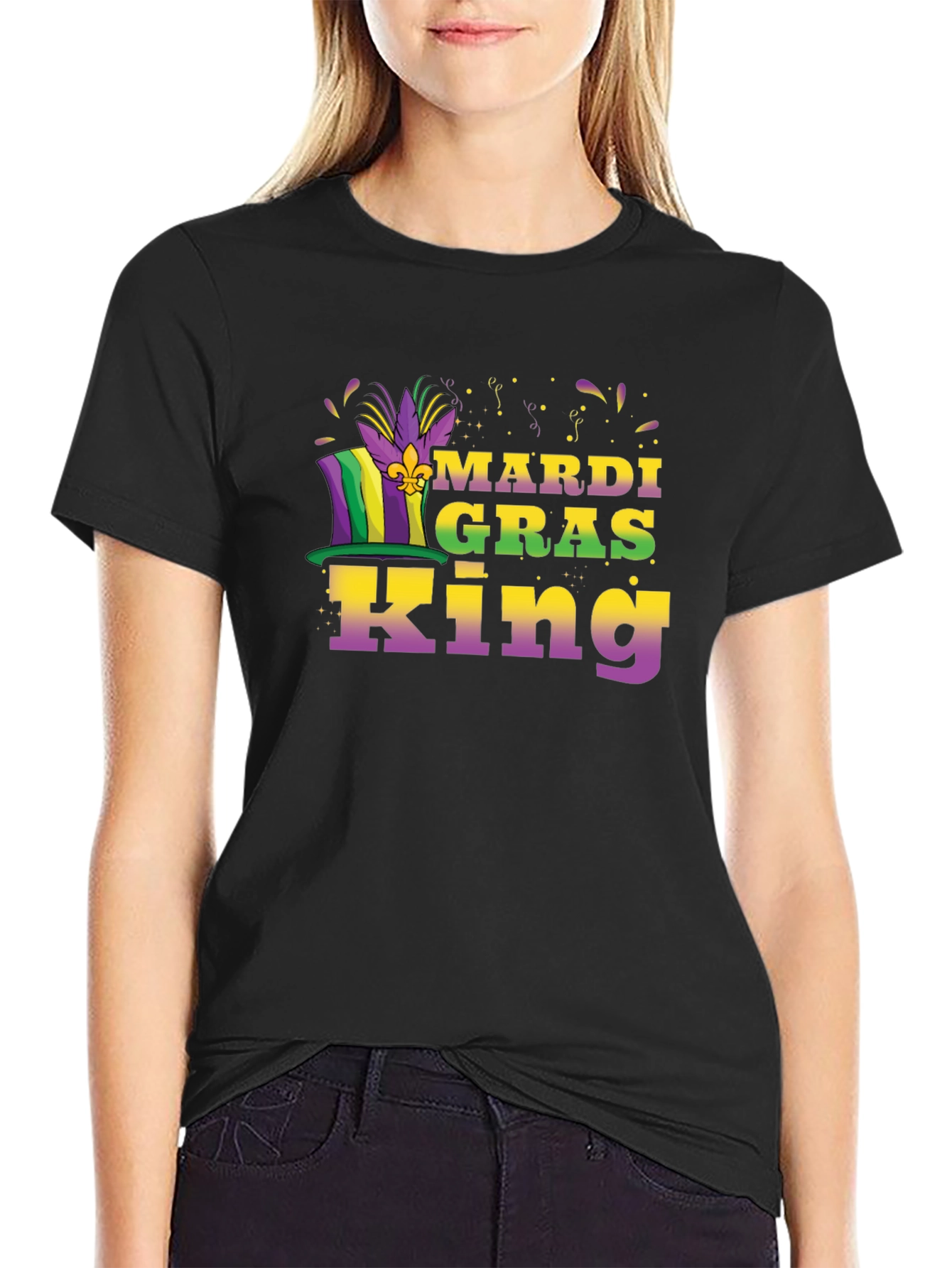 Mardi Gras King Graphic Tee - Black