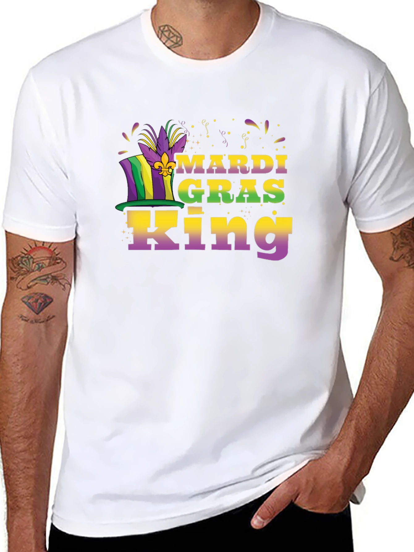 Mardi Gras King Graphic Tee - Black