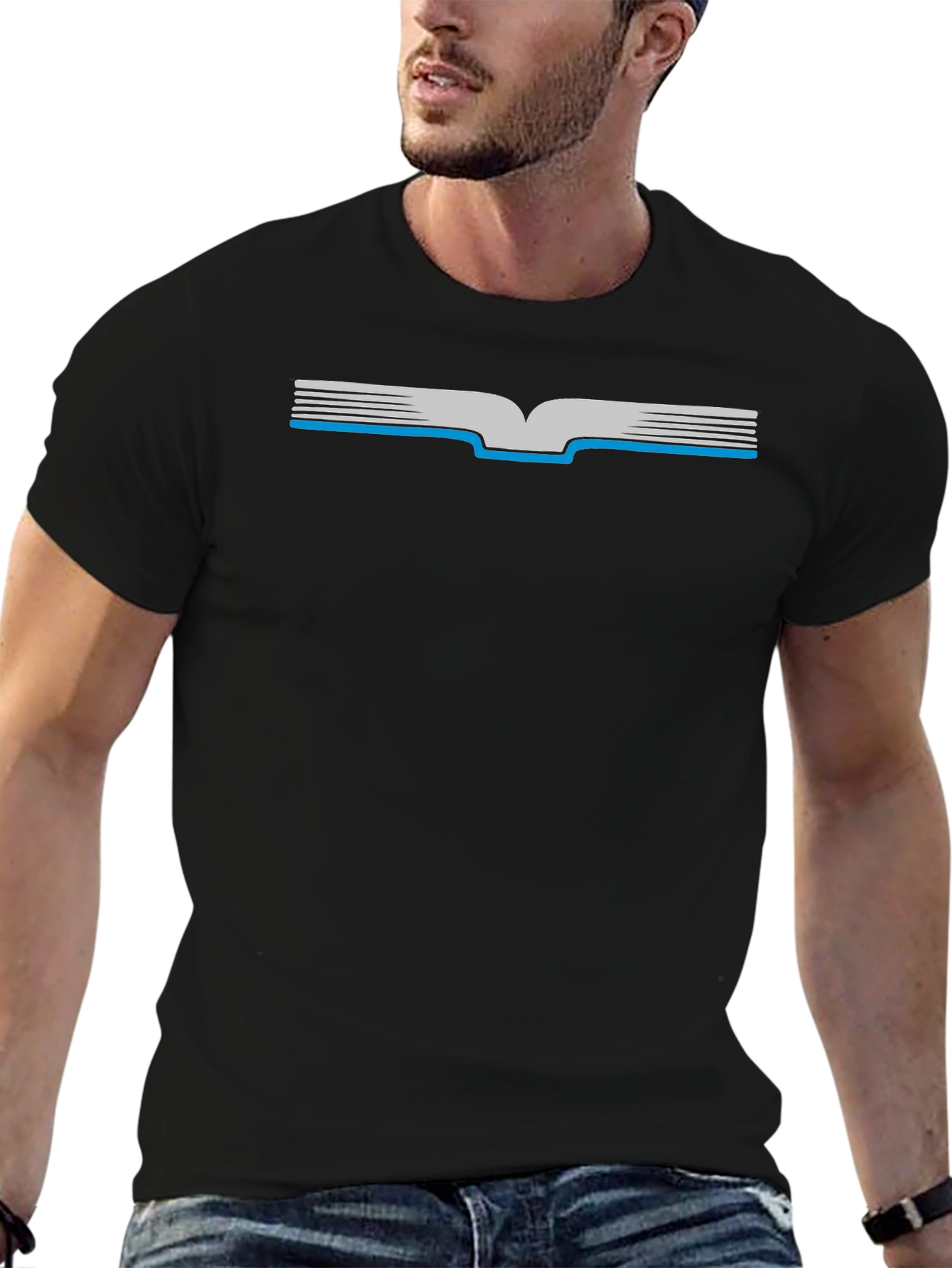 Open Book Graphic Tee - Black Cotton T-Shirt