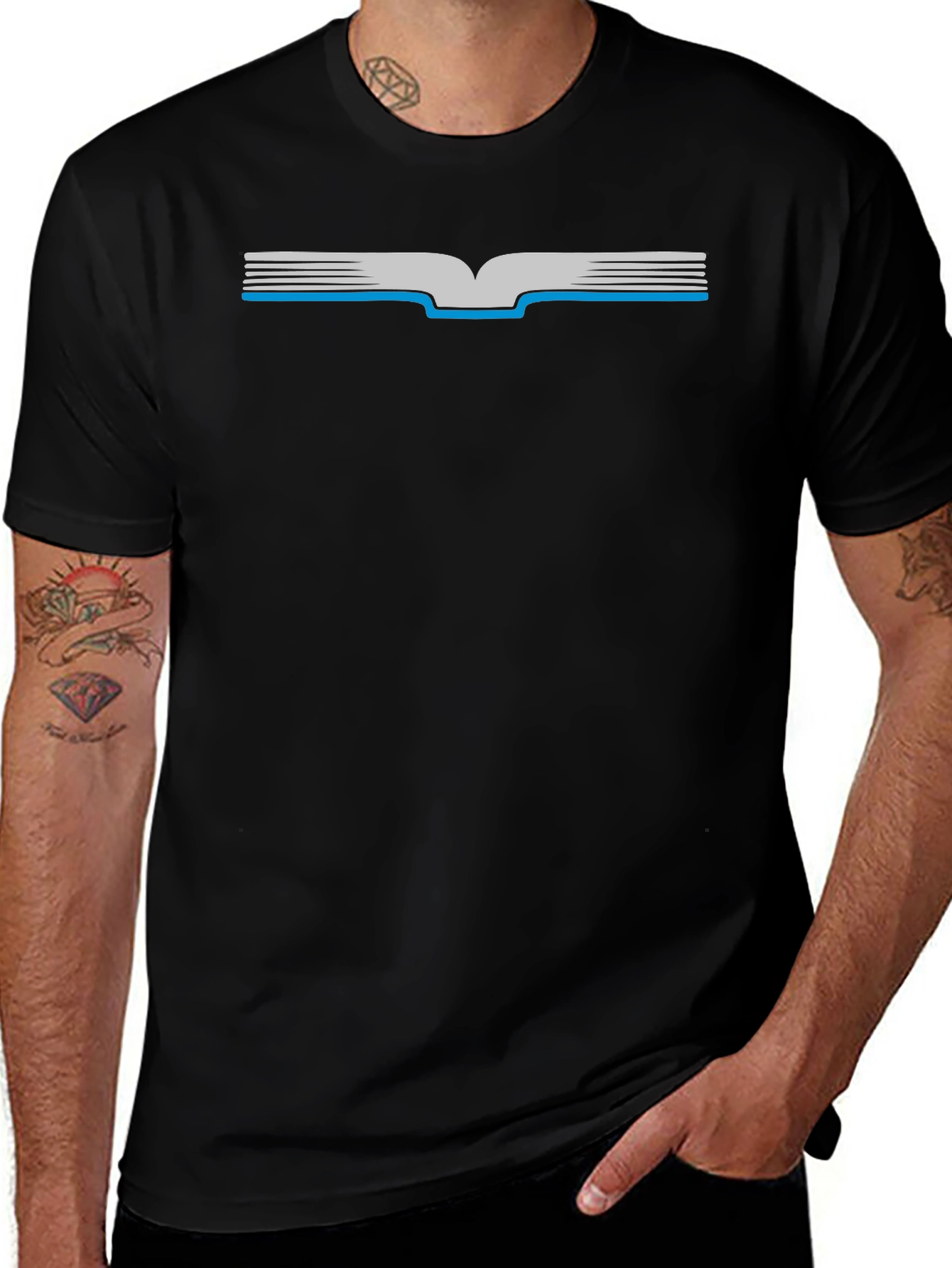 Open Book Graphic Tee - Black Cotton T-Shirt