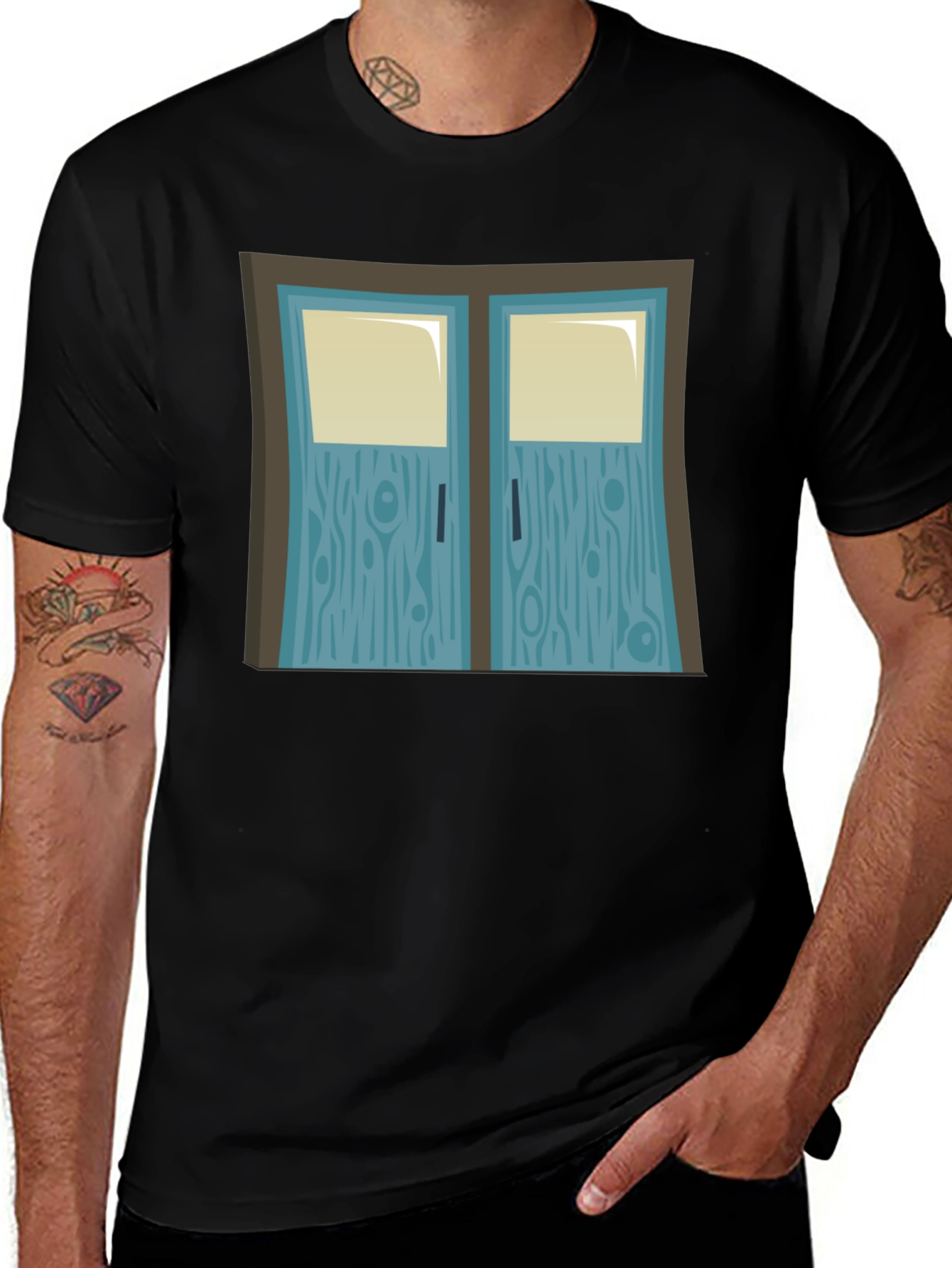 Cartoon Double Door Graphic Tee