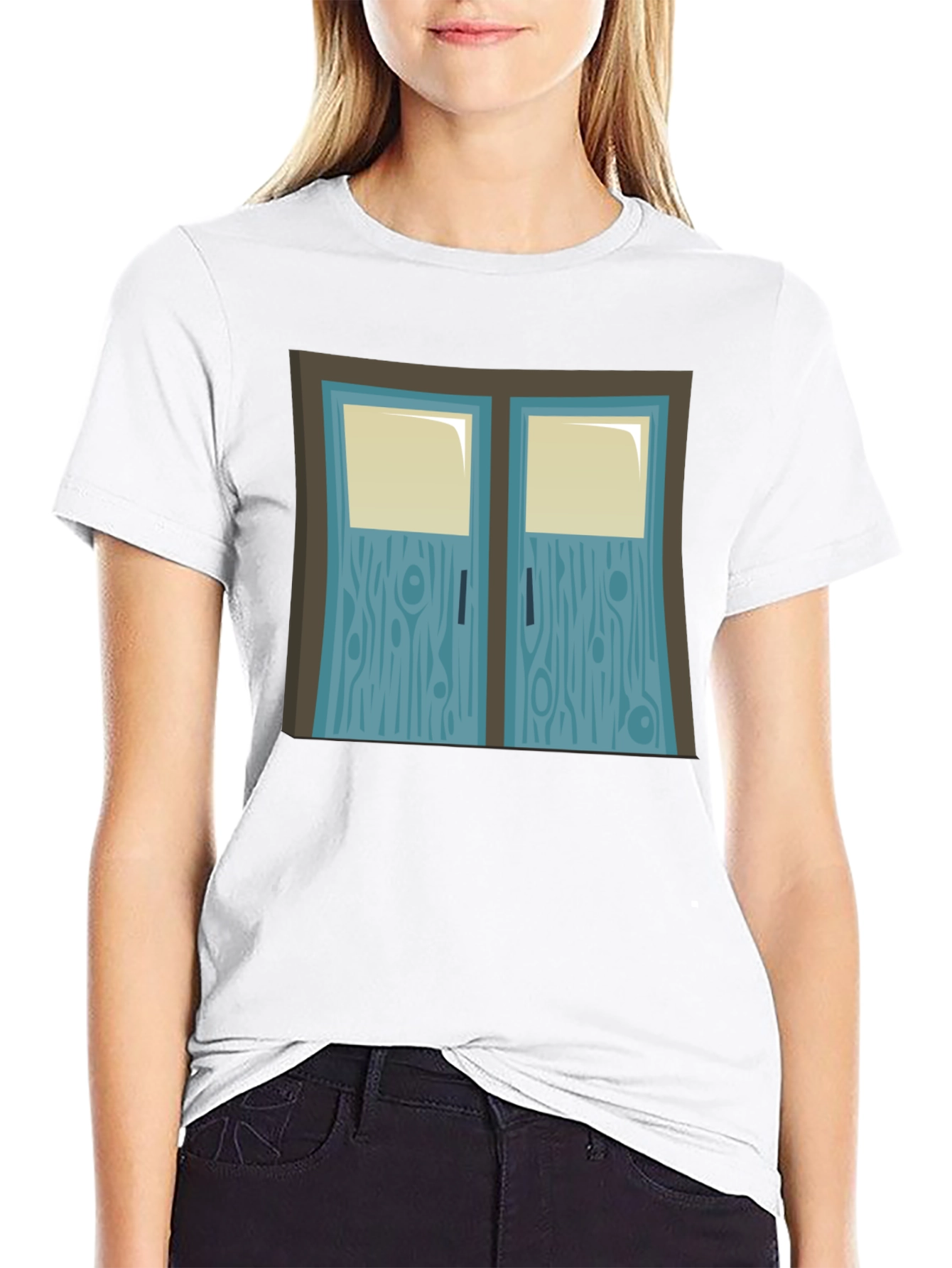 Cartoon Double Door Graphic Tee