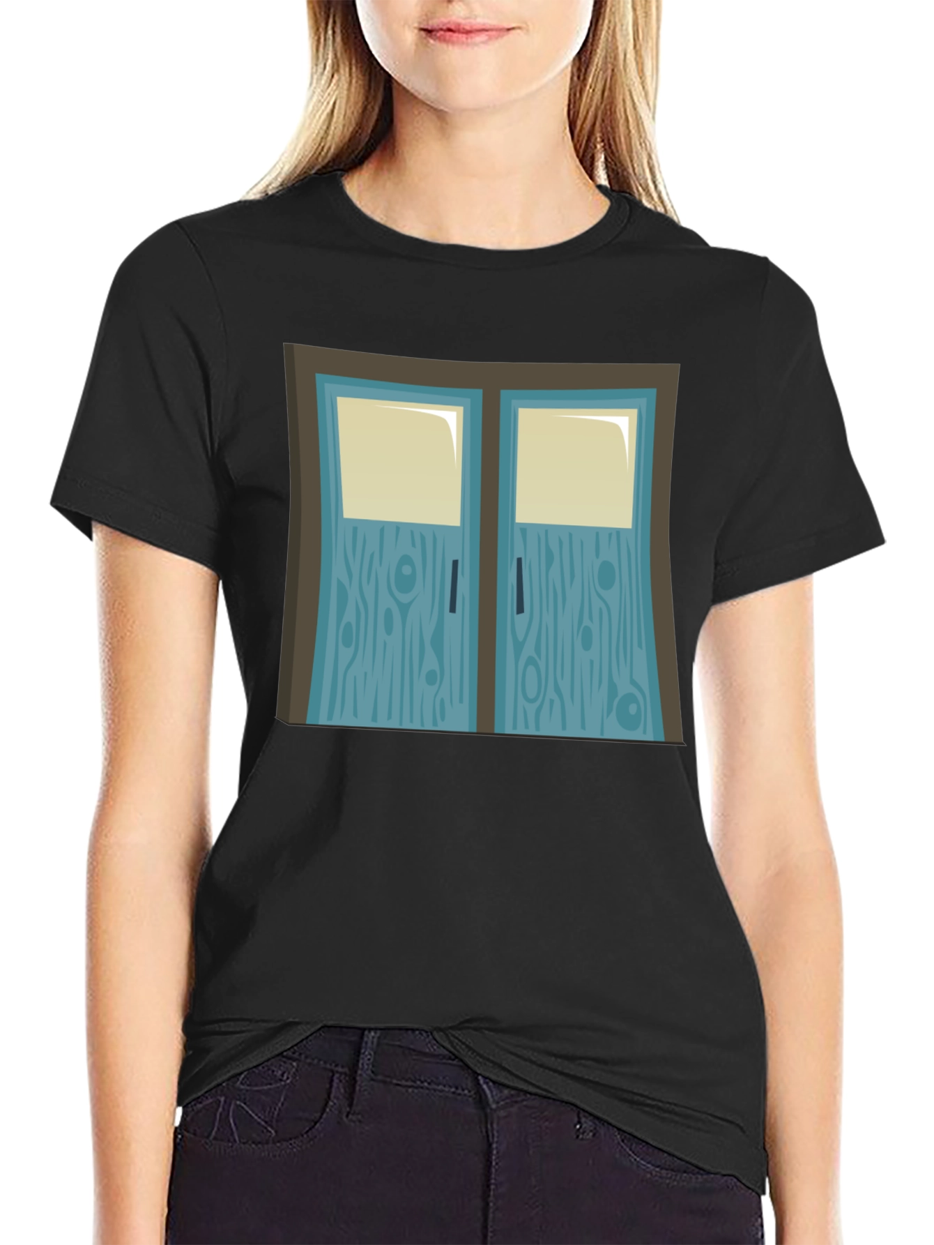 Cartoon Double Door Graphic Tee
