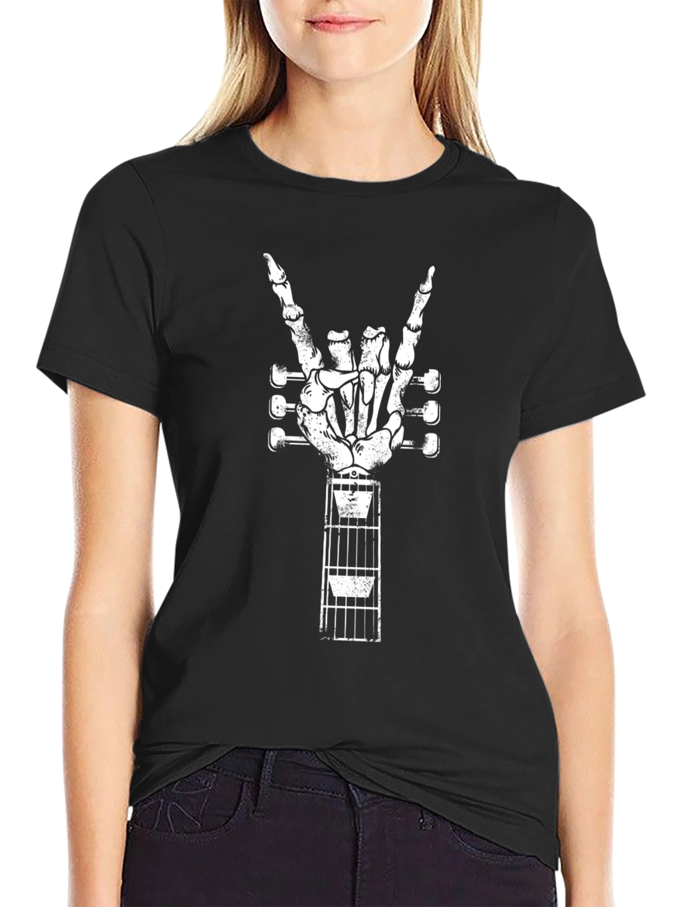 Rock On Skeleton Hand Guitar T-Shirt