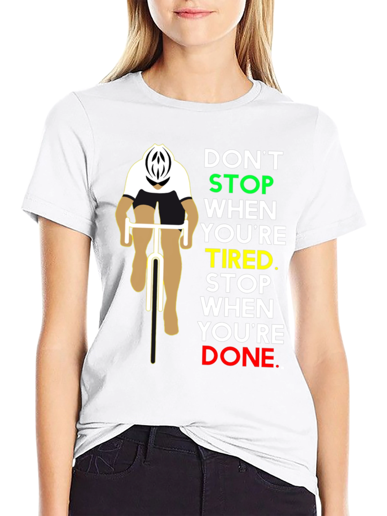 Motivational Cycling T-Shirt - Dont Stop When Tired