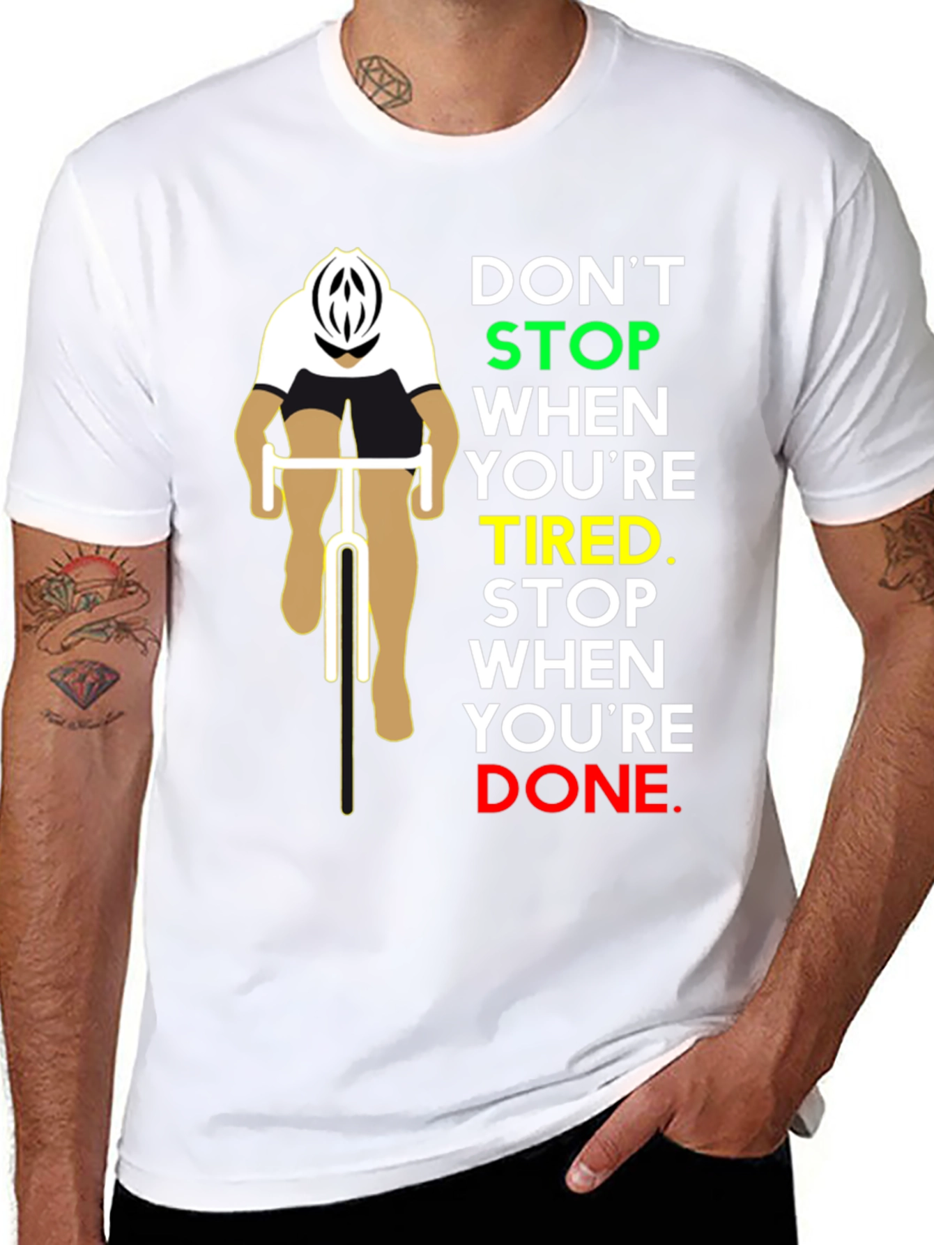 Motivational Cycling T-Shirt - Dont Stop When Tired