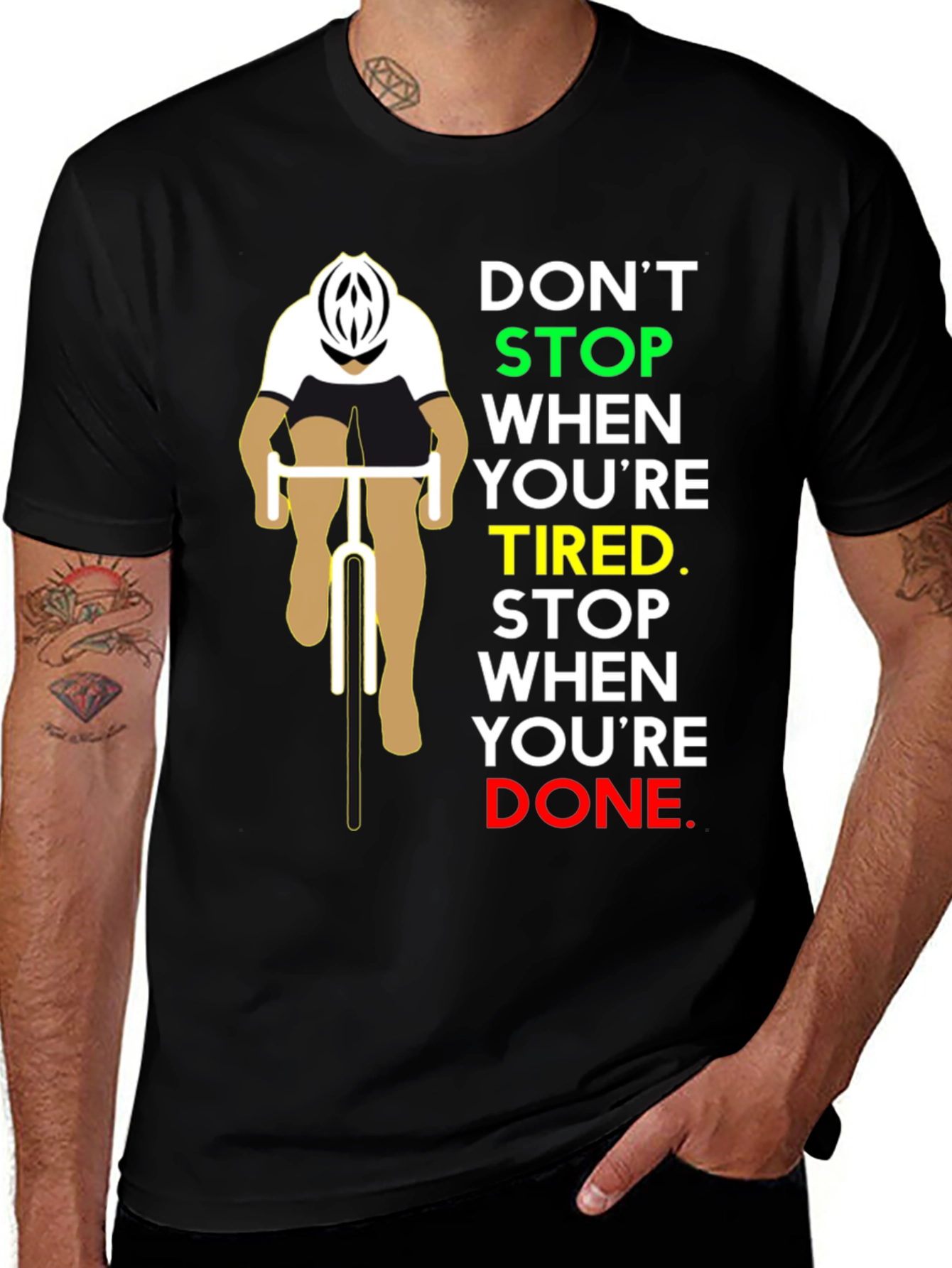 Motivational Cycling T-Shirt - Dont Stop When Tired