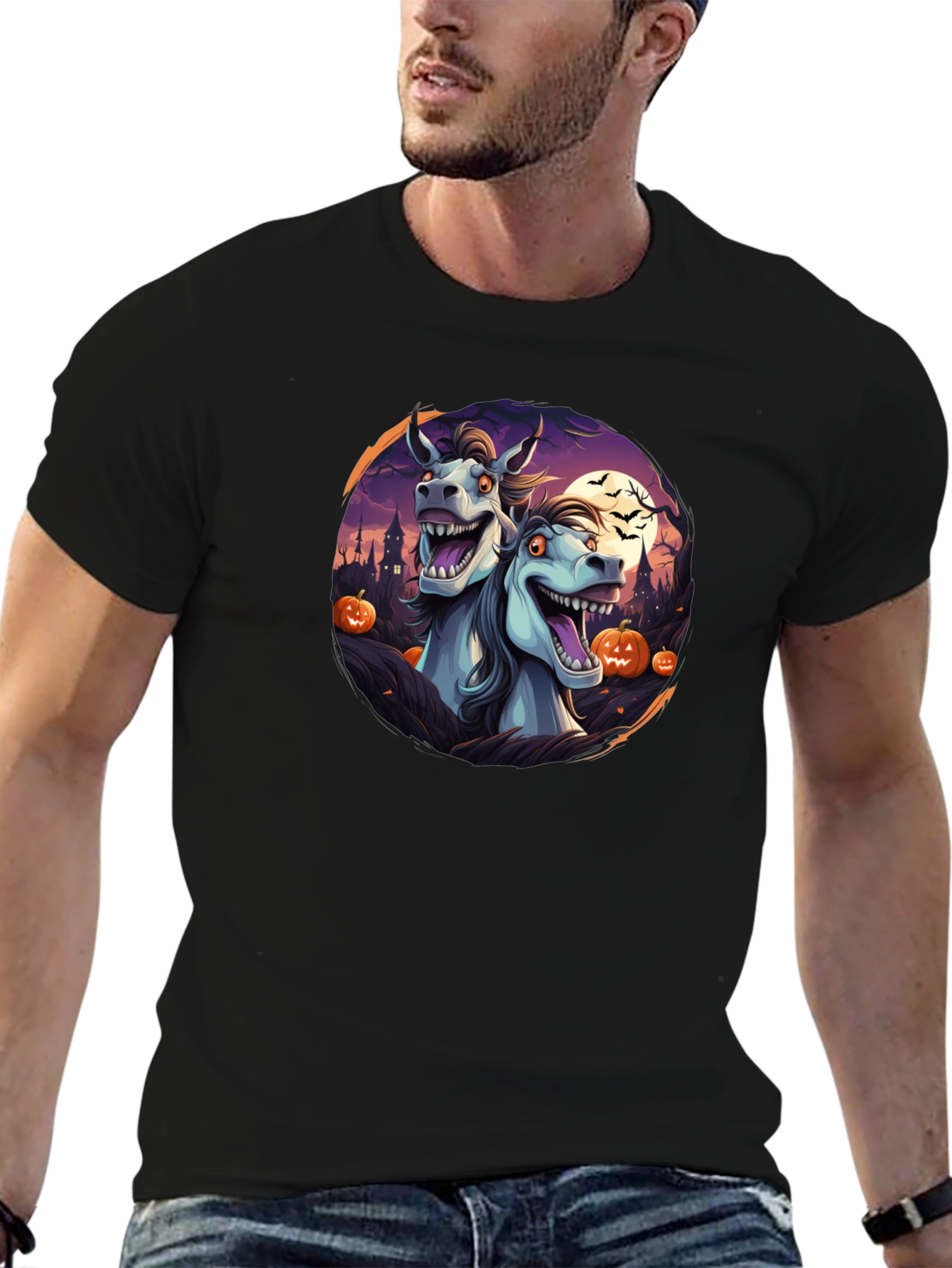 Halloween Horses Black T-Shirt