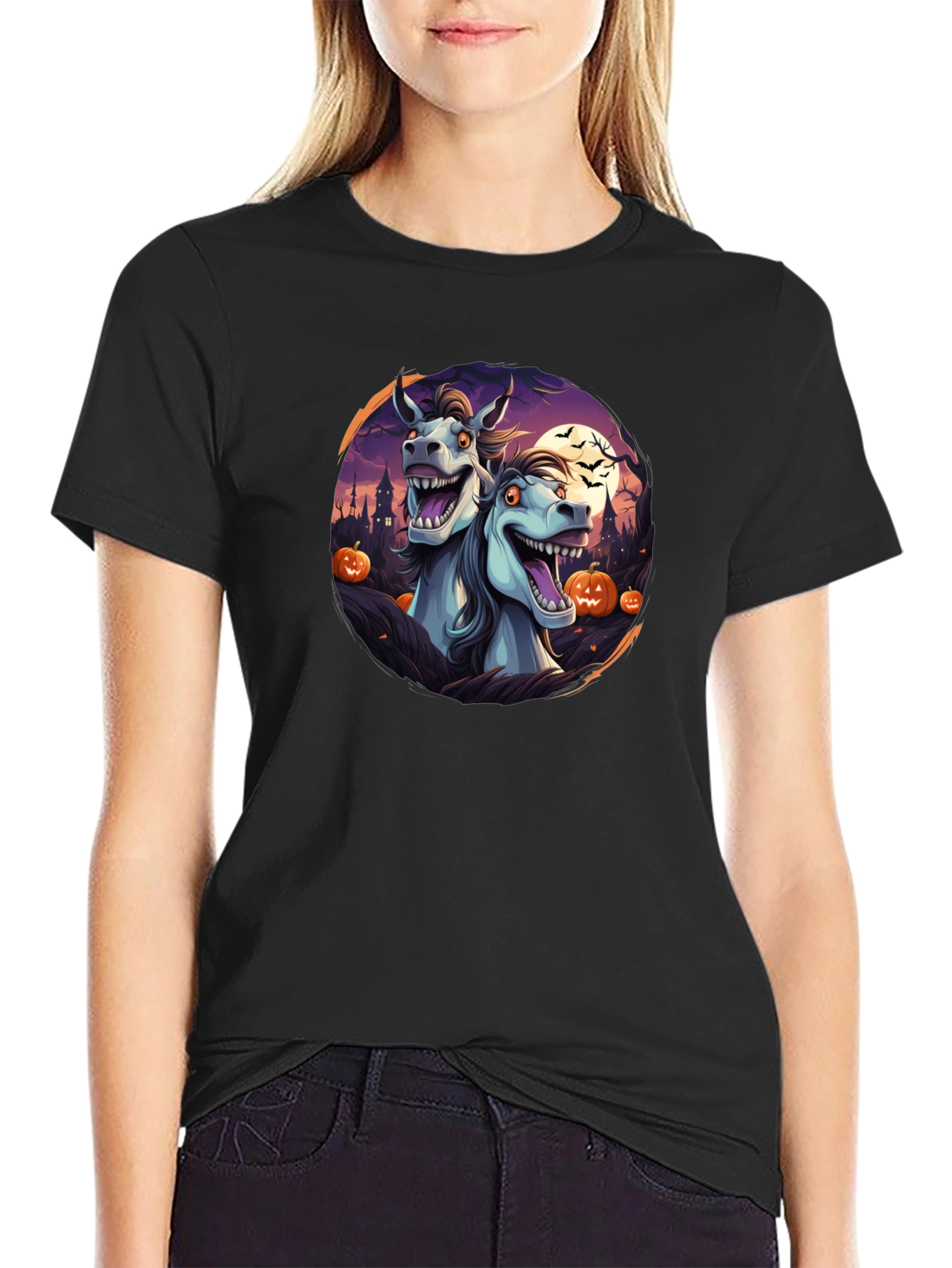 Halloween Horses Black T-Shirt