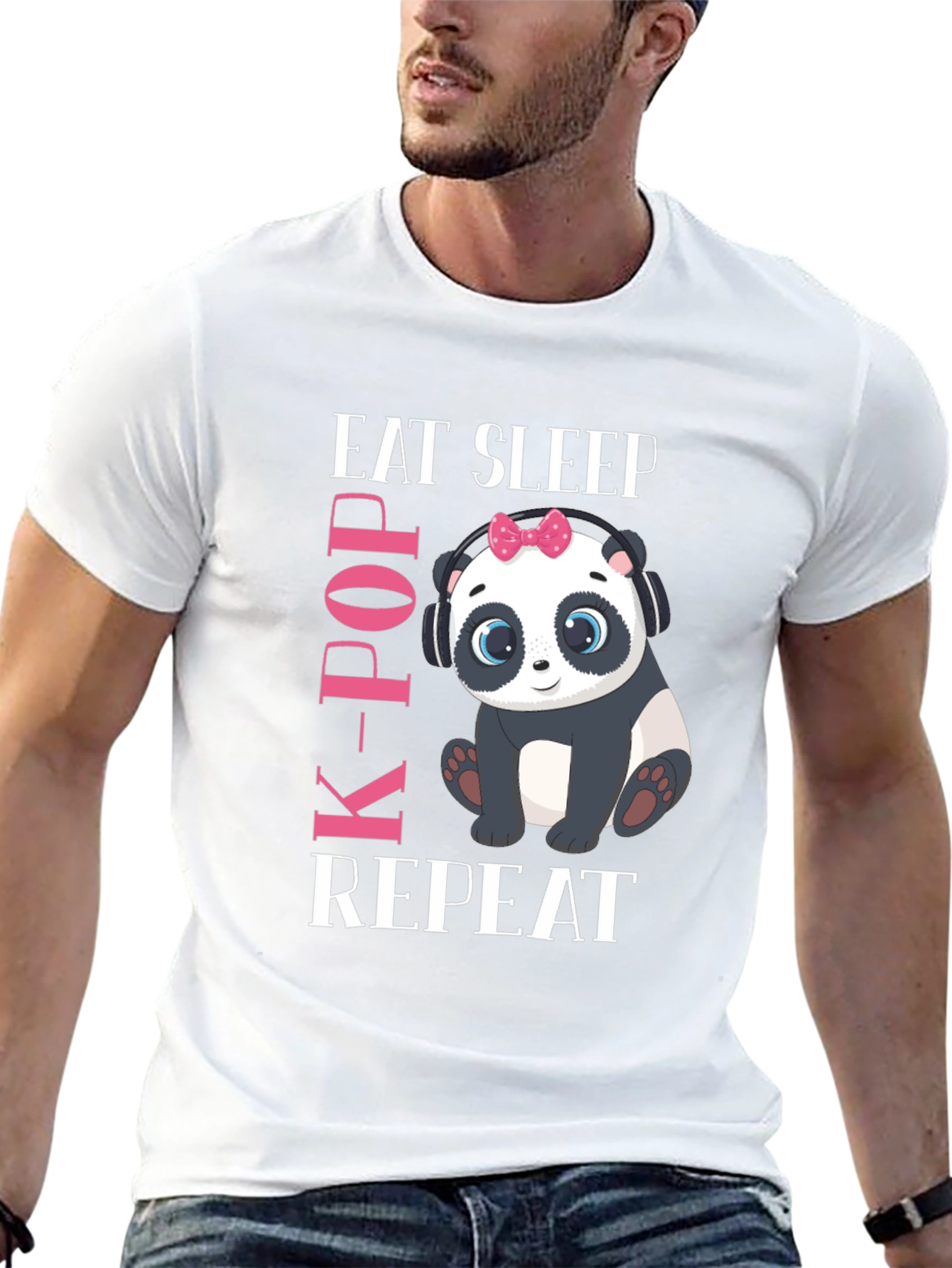 Cute Panda K-Pop T-Shirt - Eat Sleep Repeat