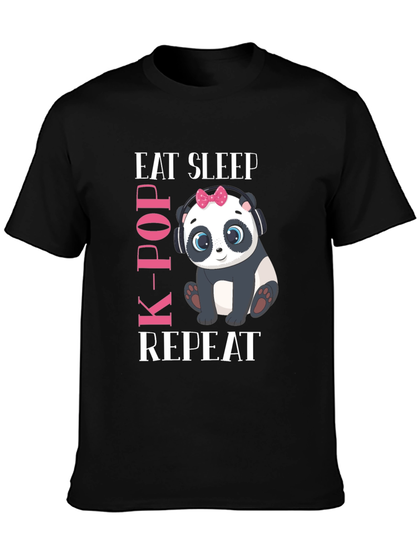 Cute Panda K-Pop T-Shirt - Eat Sleep Repeat