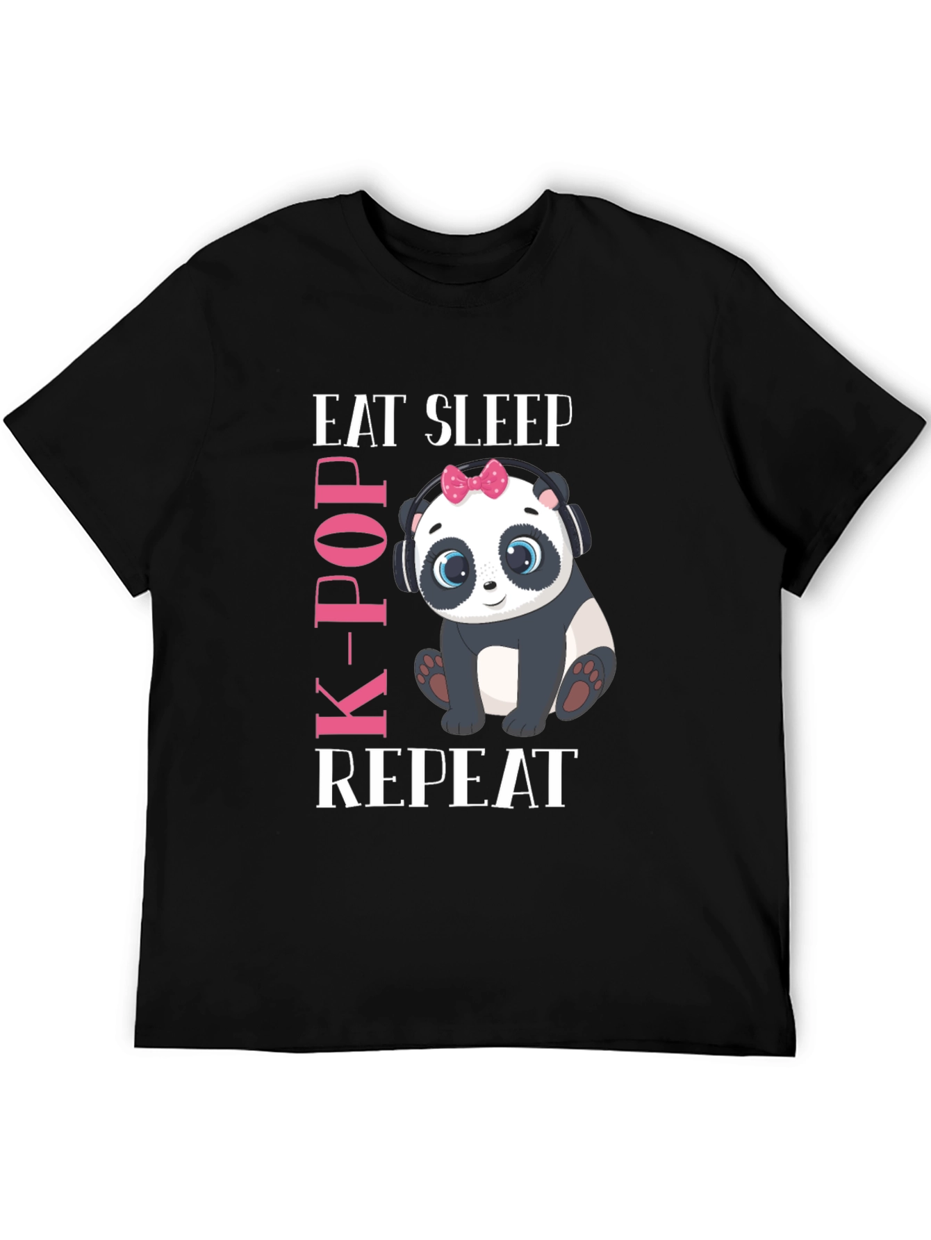 Cute Panda K-Pop T-Shirt - Eat Sleep Repeat