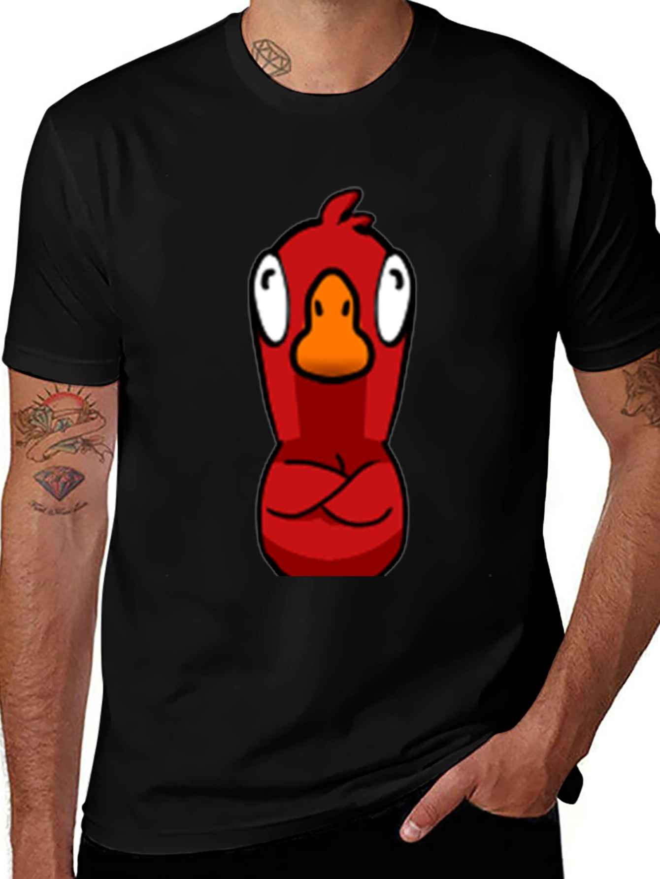 Red Angry Bird Graphic Tee - Casual Black T-Shirt