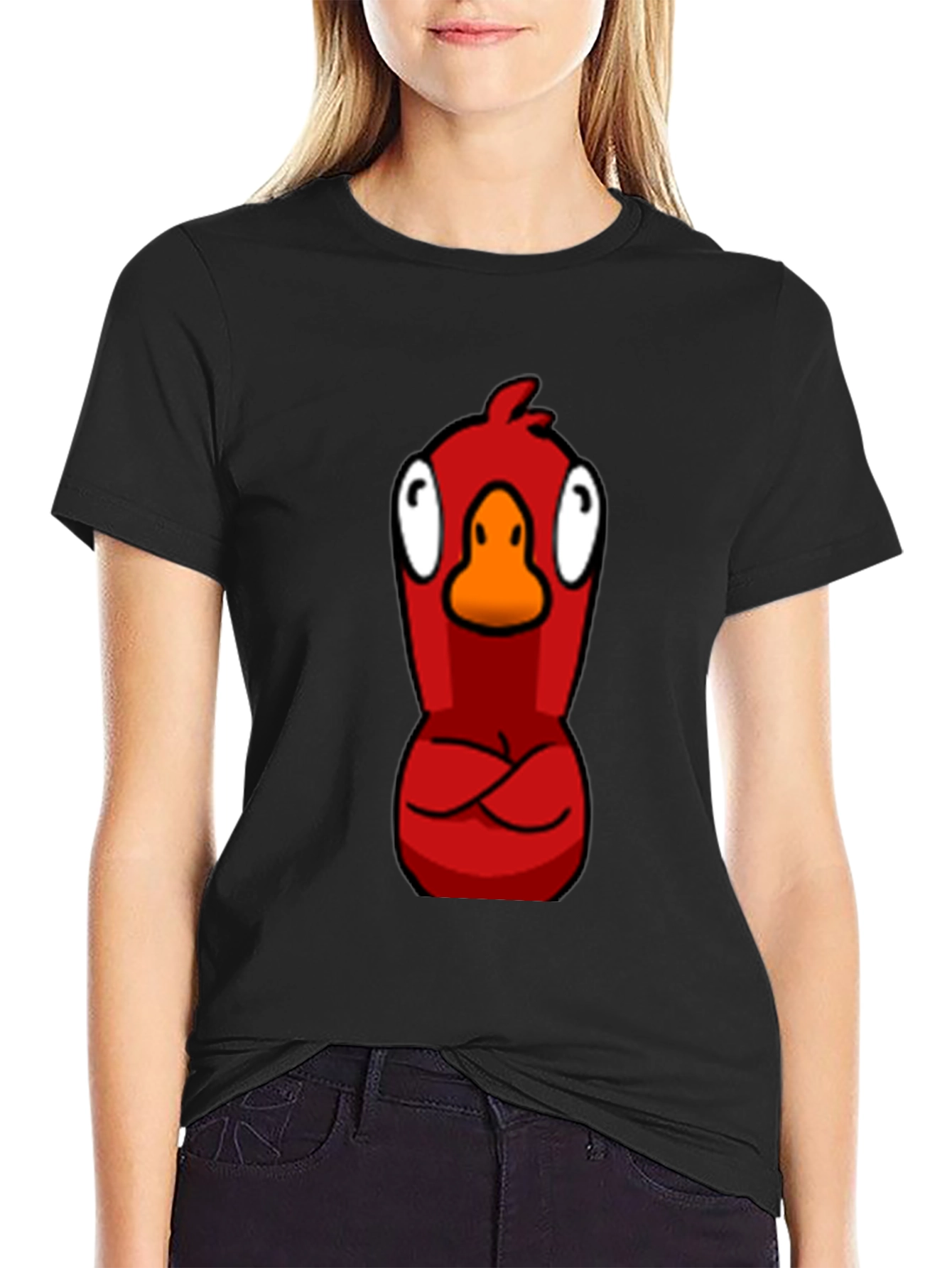 Red Angry Bird Graphic Tee - Casual Black T-Shirt