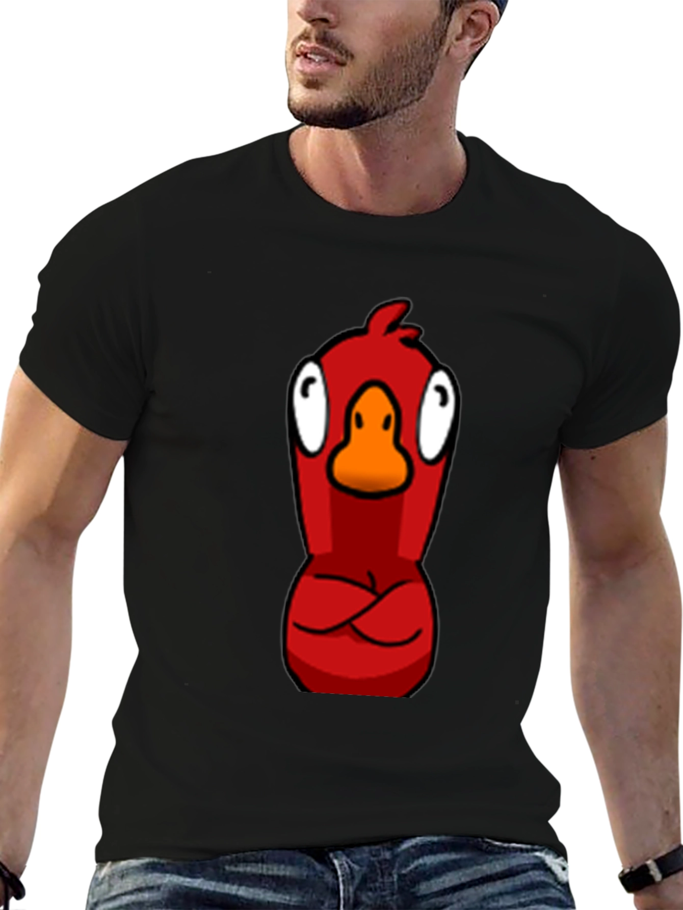 Red Angry Bird Graphic Tee - Casual Black T-Shirt