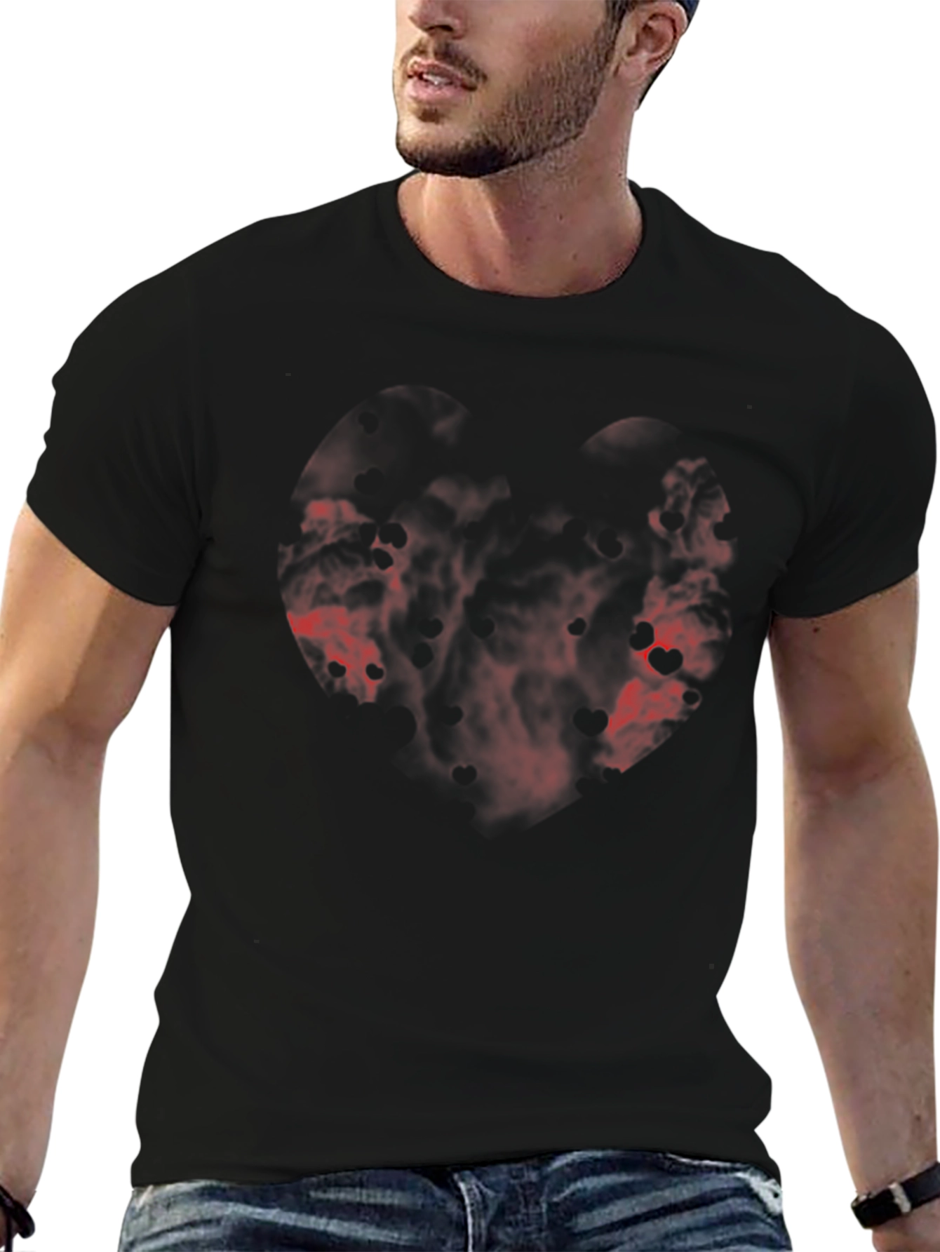 Black T-Shirt with Abstract Red Design