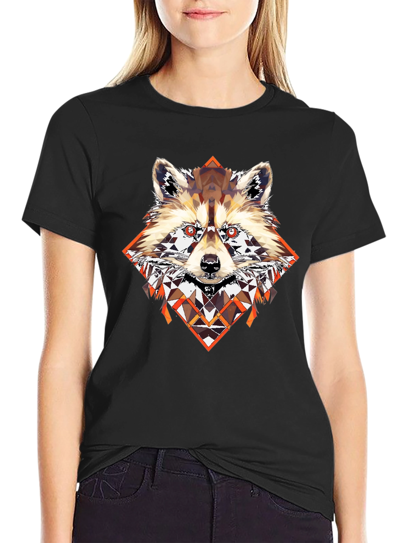 Geometric Raccoon Graphic Tee - Cool Unique Design