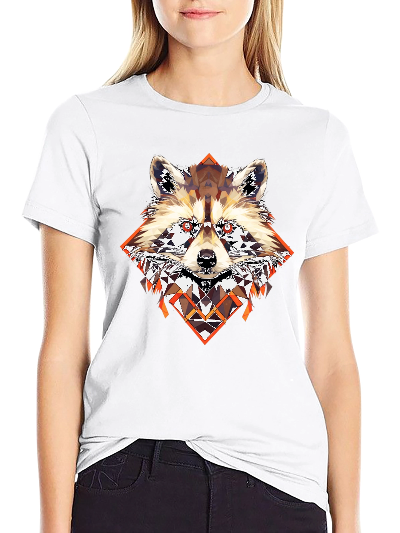 Geometric Raccoon Graphic Tee - Cool Unique Design