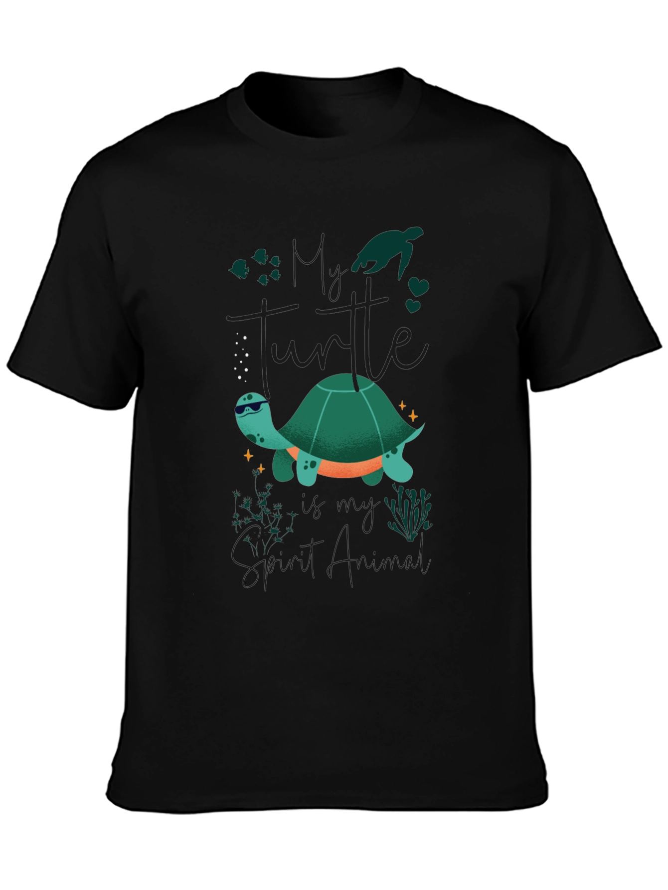 Cool Turtle Graphic Tee - Black Casual T-Shirt