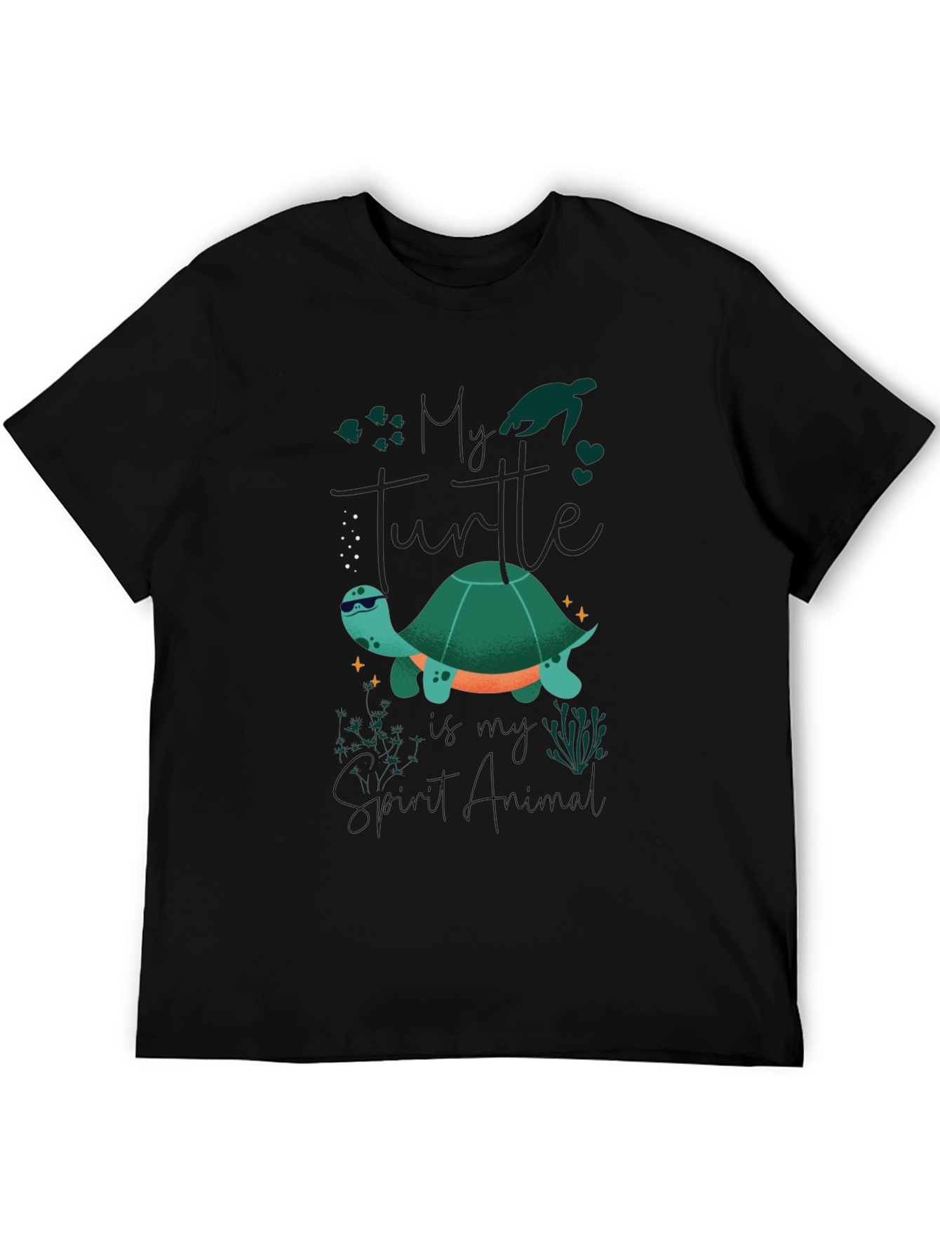 Cool Turtle Graphic Tee - Black Casual T-Shirt