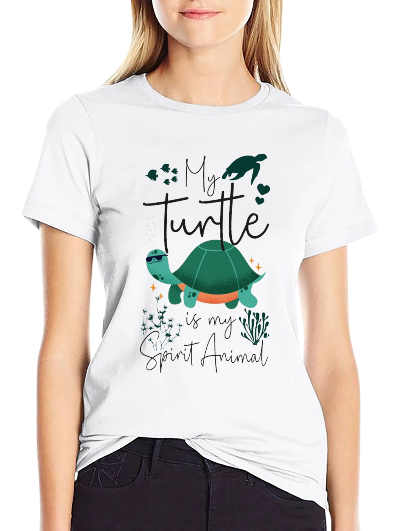 Cool Turtle Graphic Tee - Black Casual T-Shirt