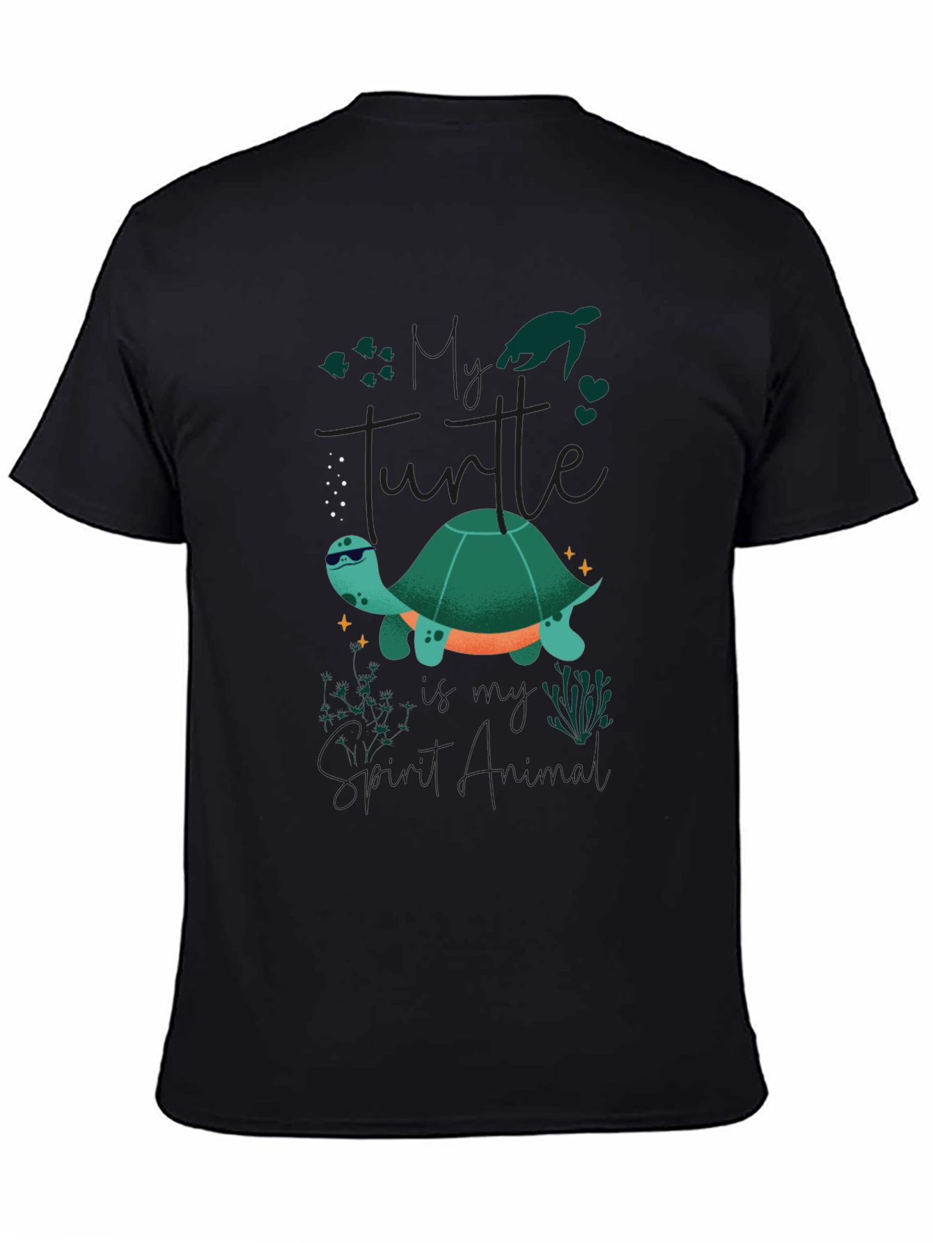Cool Turtle Graphic Tee - Black Casual T-Shirt
