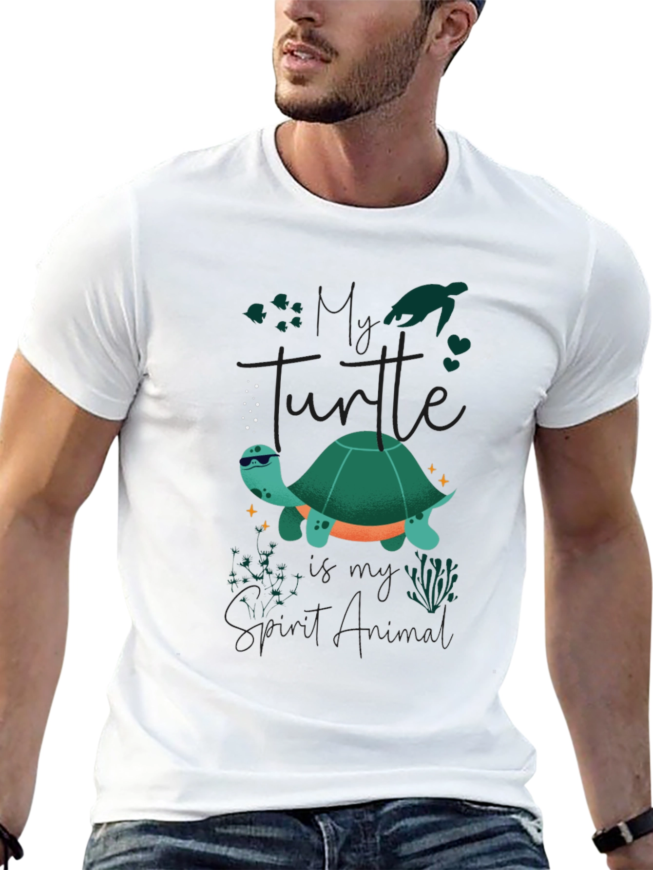 Cool Turtle Graphic Tee - Black Casual T-Shirt