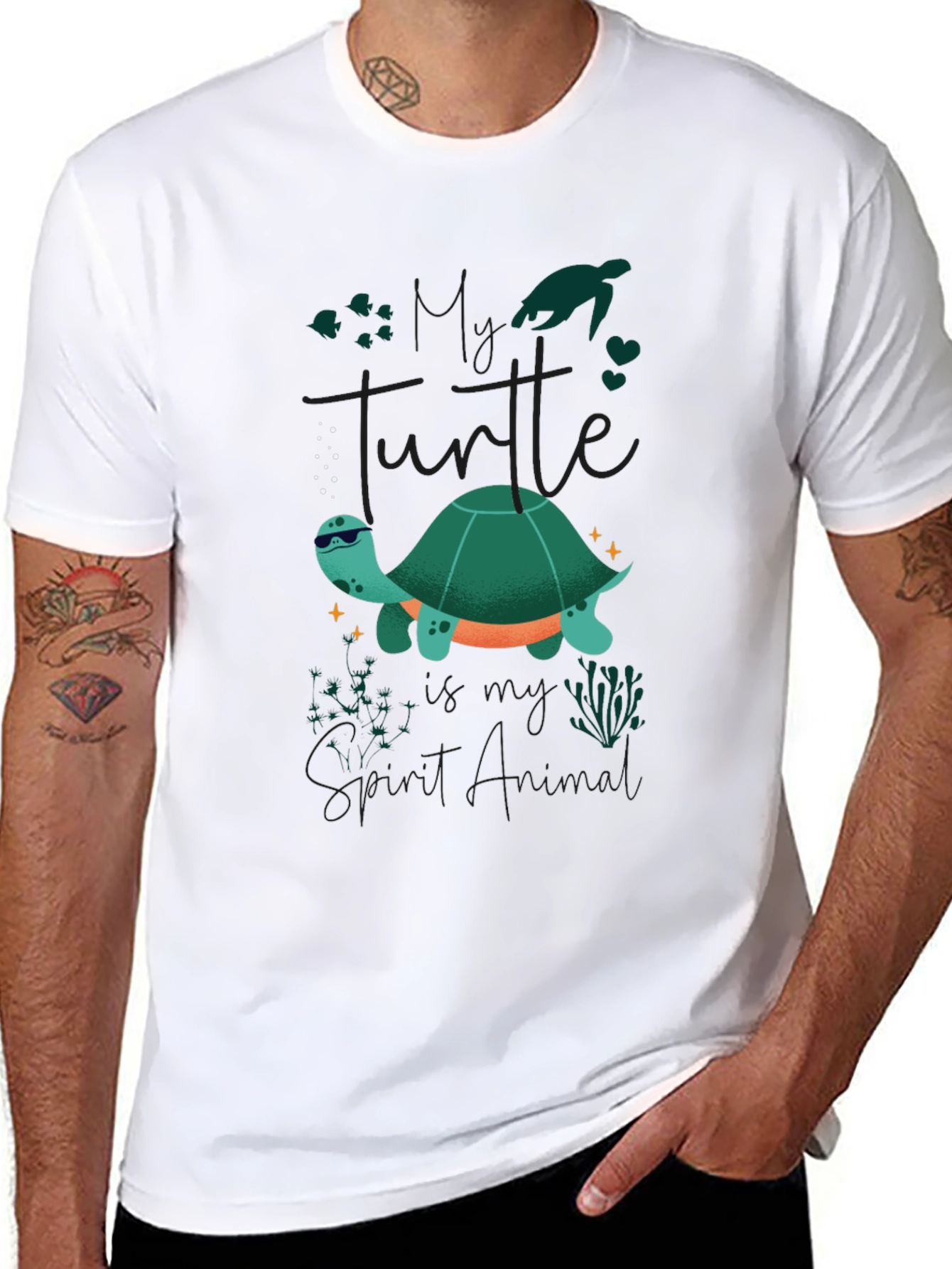 Cool Turtle Graphic Tee - Black Casual T-Shirt