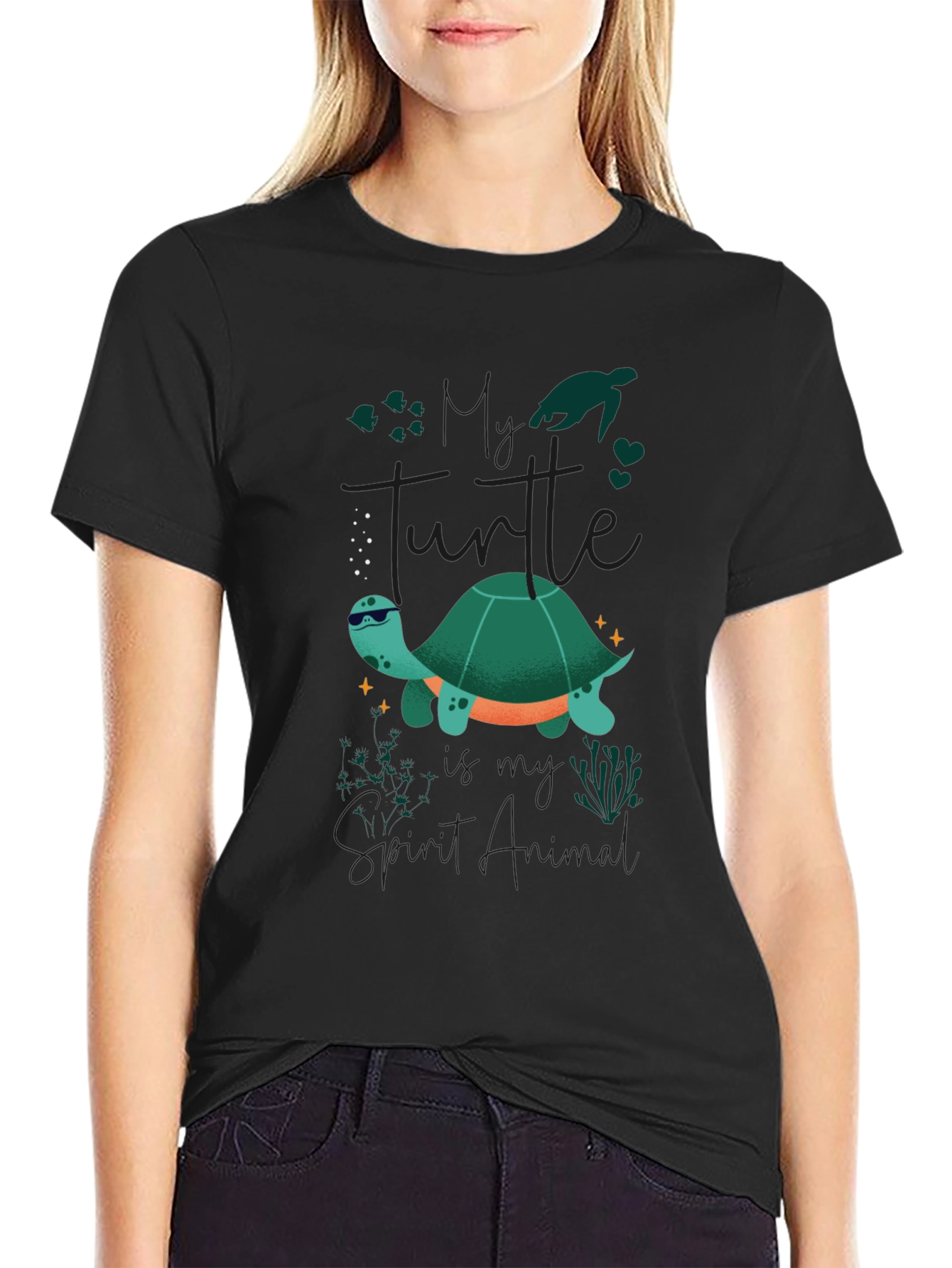 Cool Turtle Graphic Tee - Black Casual T-Shirt