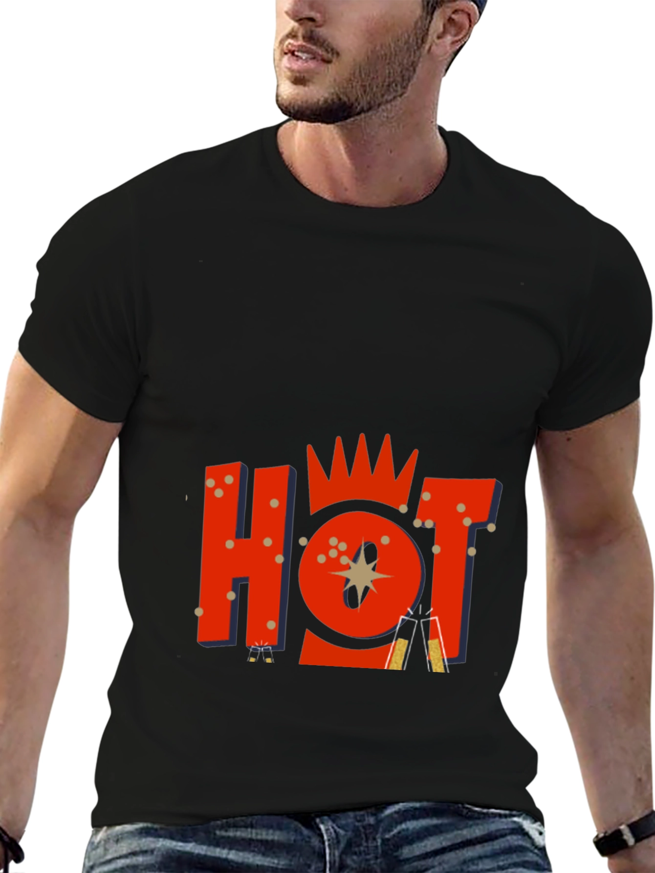 Mens Black Graphic Tee - HOT