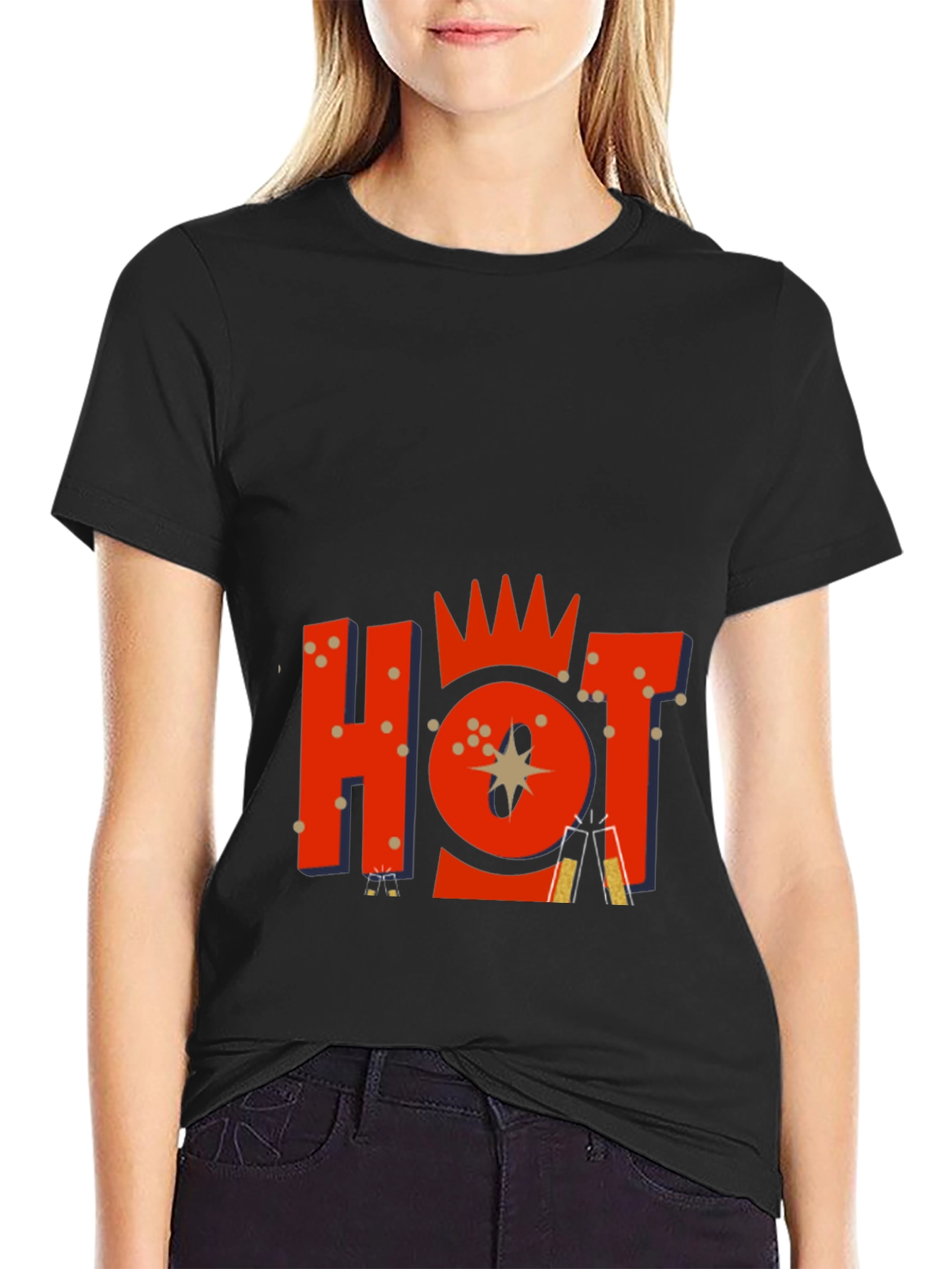 Mens Black Graphic Tee - HOT