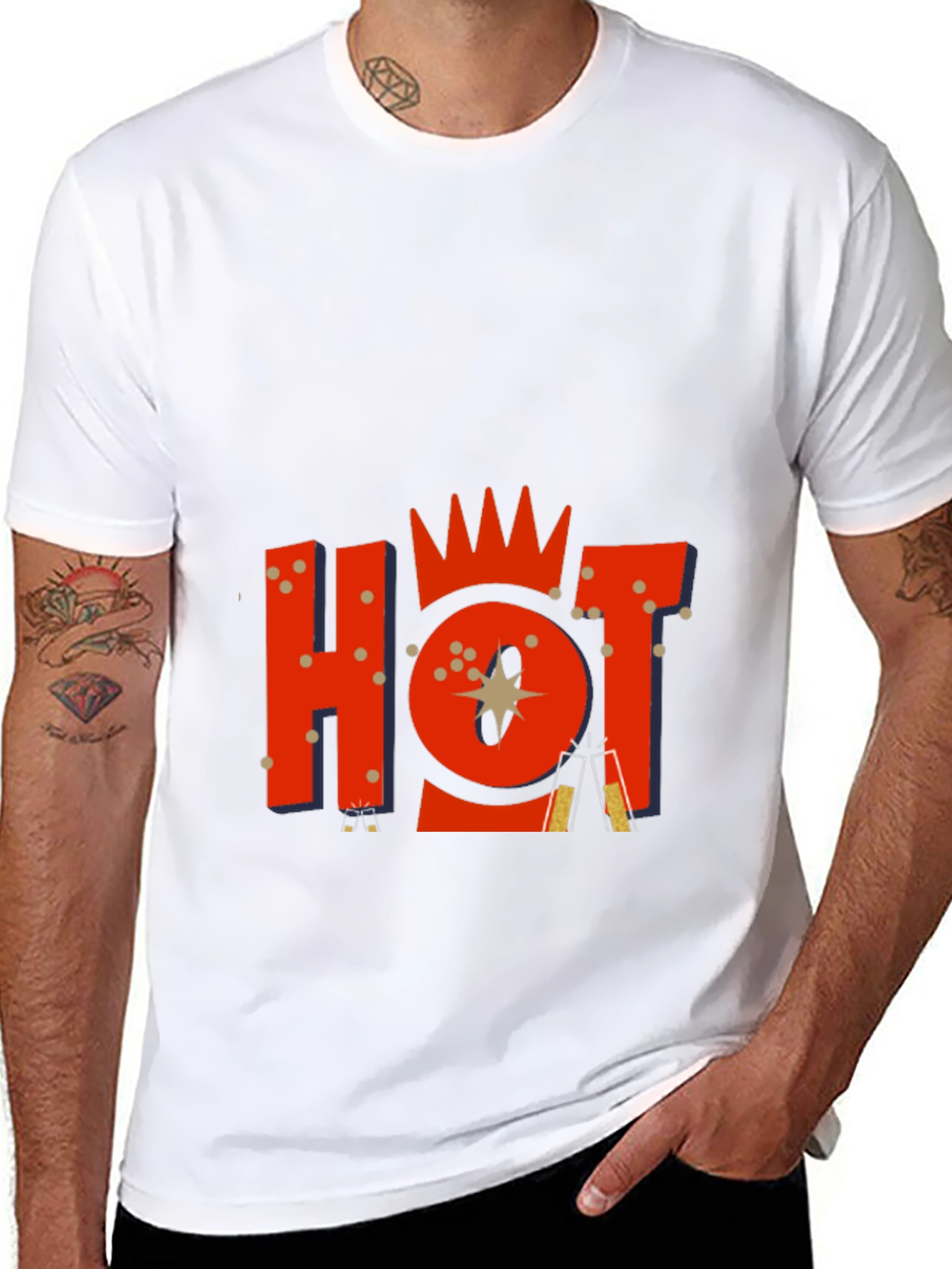 Mens Black Graphic Tee - HOT